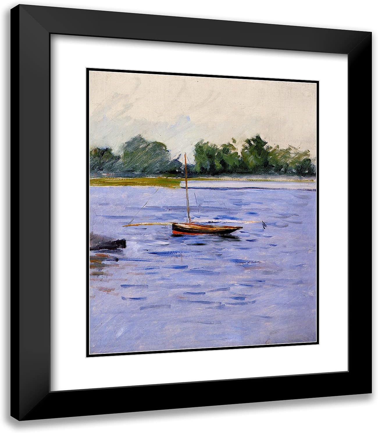 ArtDirect Caillebotte, Gustave 20x23 Black Modern Framed Art Print Titled: Boats on the Seine ll