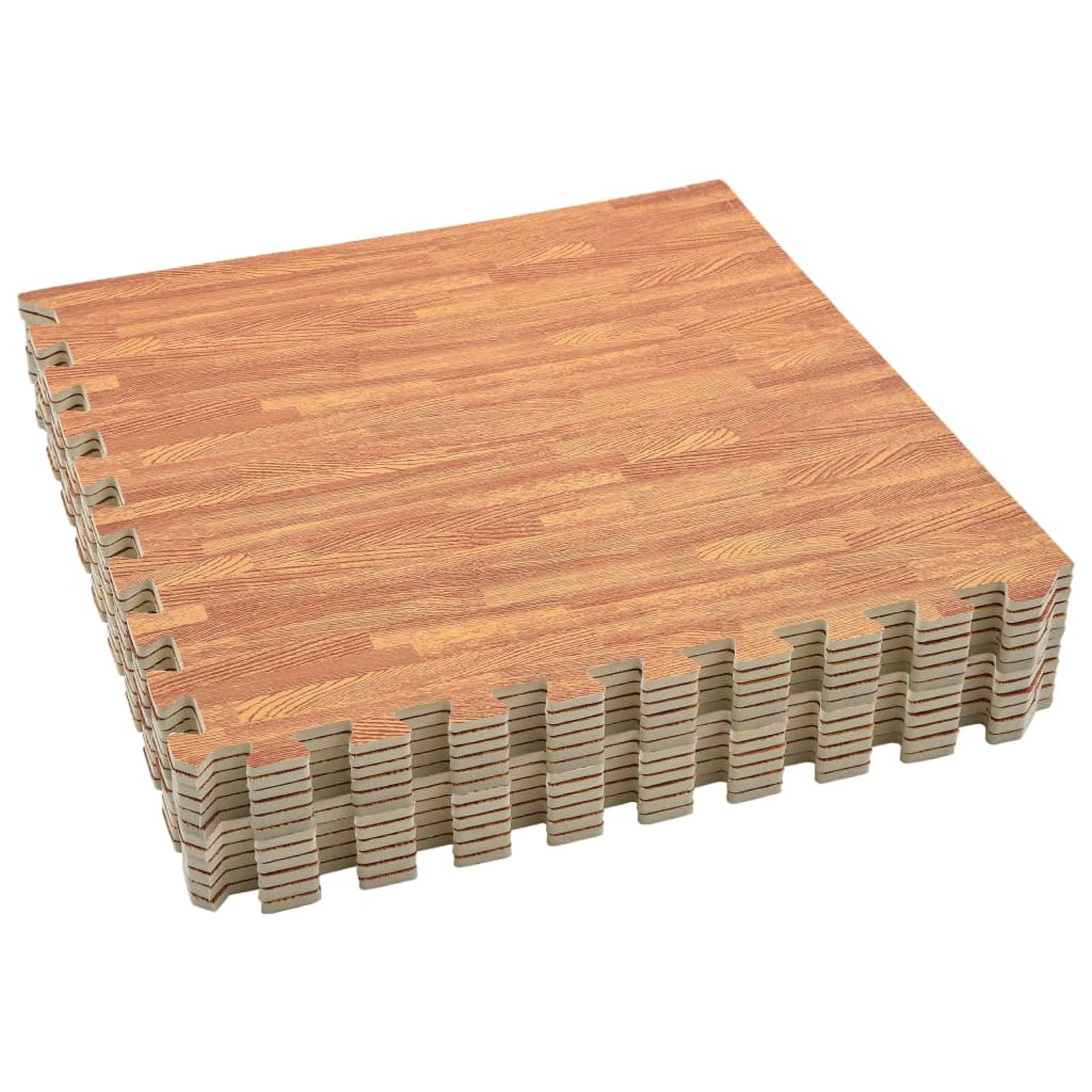 Brokky Tappetino a Incastro 12 pz Venature Legno 4,32 ㎡ Schiuma EVA-Tappeto Da Fitness A Puzzle Materassino Antiscivolo Da Palestra Componibile Con Protezione Antiurto Per Pavimenti, Pesi, Dischi, wor