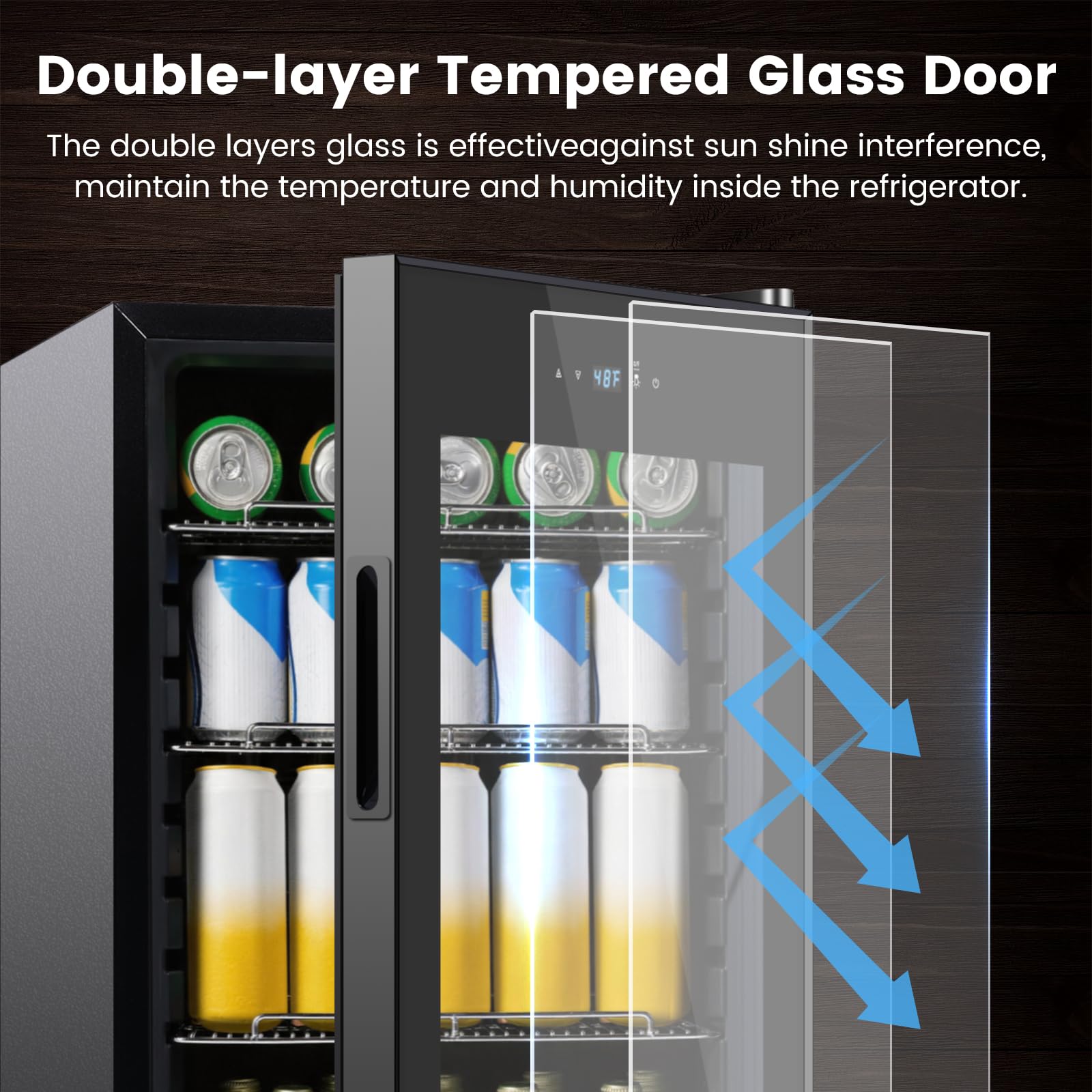Colzer 17 Inch Black Beverage Refrigerator Cooler, 96 Cans Mini Fridge With Glass Door&Lock, Beer Fridge For Soda Water Or Wine, Drink Refrigerator For Home Office Bar Bedroom on Fridge.com - View 5