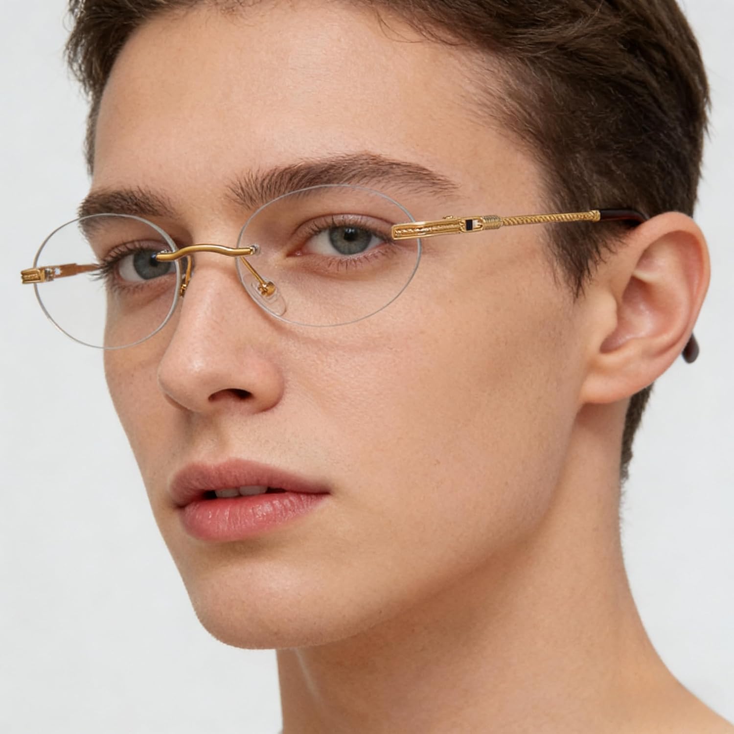 TOSGMLOUS Retro Oval Sunglasses Rimless Small Round Glasses Frameless UV400 Men Women Fashion Shades - Image 3