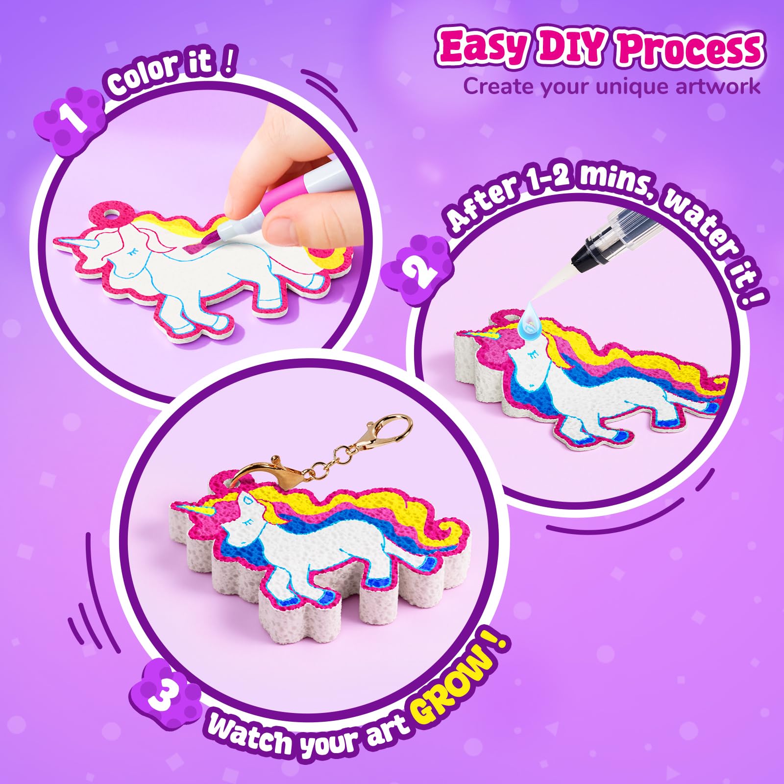 JoyCat Kit de Loisirs Créatifs, Kit de Peinture à Texture Magique Princesses & Licornes, Peinture et Bricolage Sans Salissures, Activité Manuelle Cadeau Fille Garçons 4 5 6 7 8 9 10 Ans
