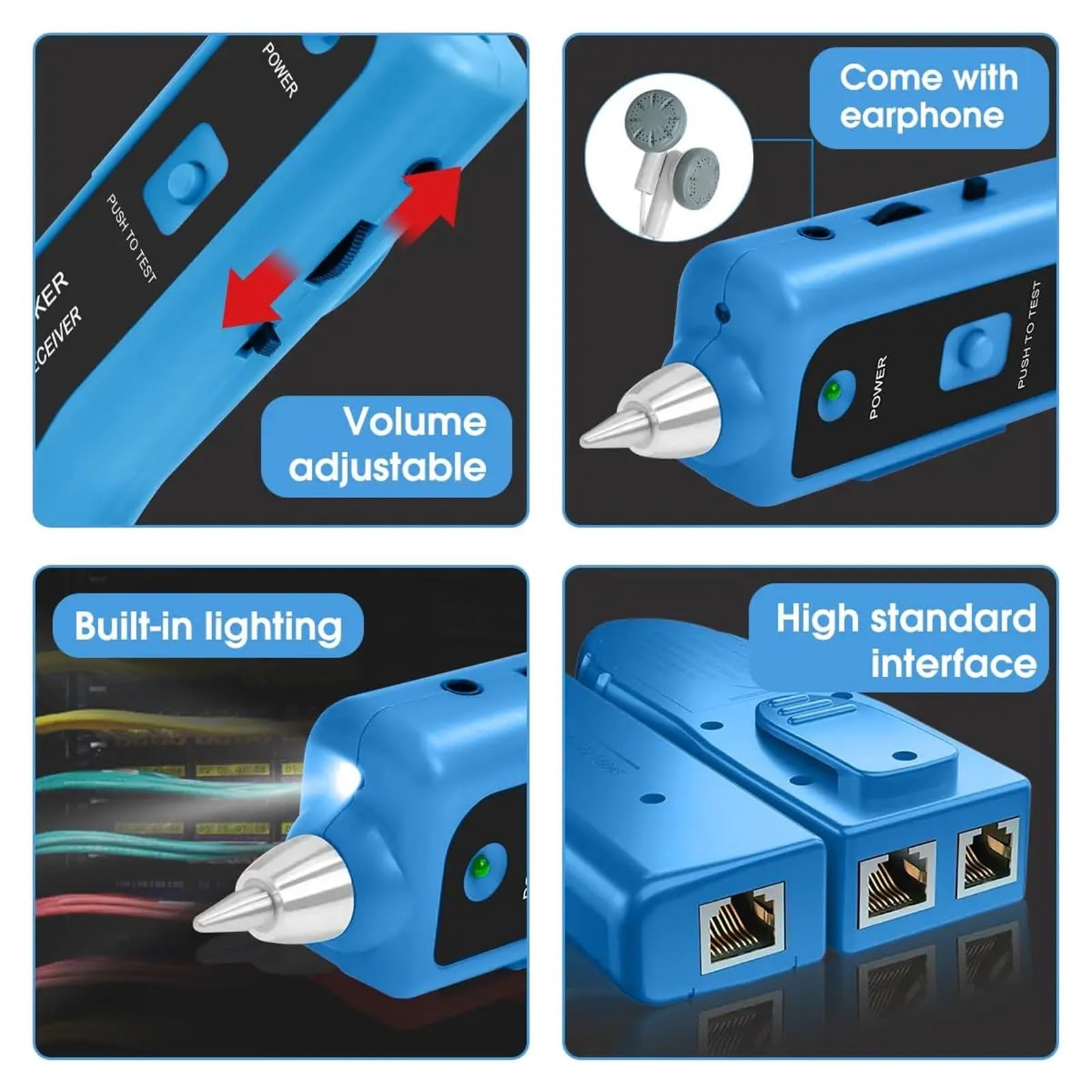 Traqueur de Câble, Testeur de câbles réseau Ethernet LAN RJ11 RJ45 Cat5 Cat6, traceur téléphoniques, détecteur toner, ligne | Giallo