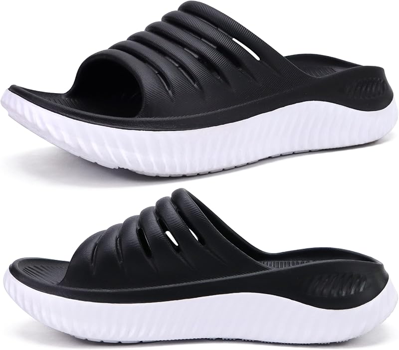 KuaiLu Recovery Sandals Women With Comfortable Arch Support Sport Slides | Ladies Orthotic Thick Cushion Open Toe Slippers Relief Plantar Fasciitis Reduces Stress on Feet,Joints & Back Post-Exercise