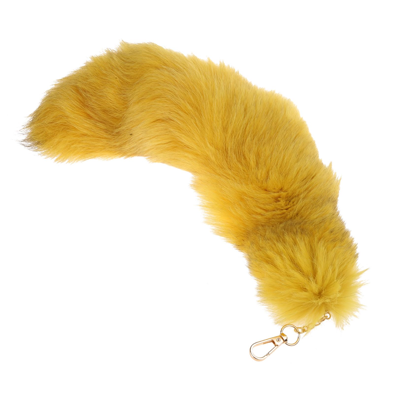 Asukohu Unisex Kids Yellow Children Adults Party Cosplays Furry Tail Costume Adjustable Faux Fur Foxes Dress Up Tails With Keyring Foxes Costume Tail, One Size