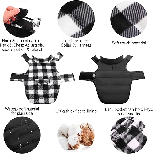 Miniatura 3 de Kuoser - Abrigo de invierno para perro de estilo británico, resistente al viento, ropa para perros, chaquetas para perros, chaleco para perros