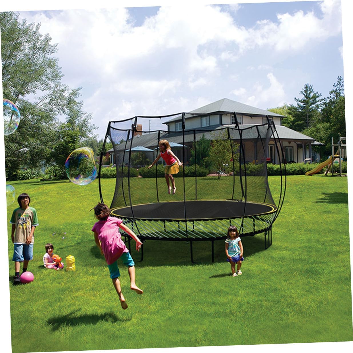 Trampoline Replacement Jumping Mat for Outdoor Garden Use Black | Hook Included, Heavy Duty Cloth Build, Fade Resistant and Uv Resistant for Reusable Setup