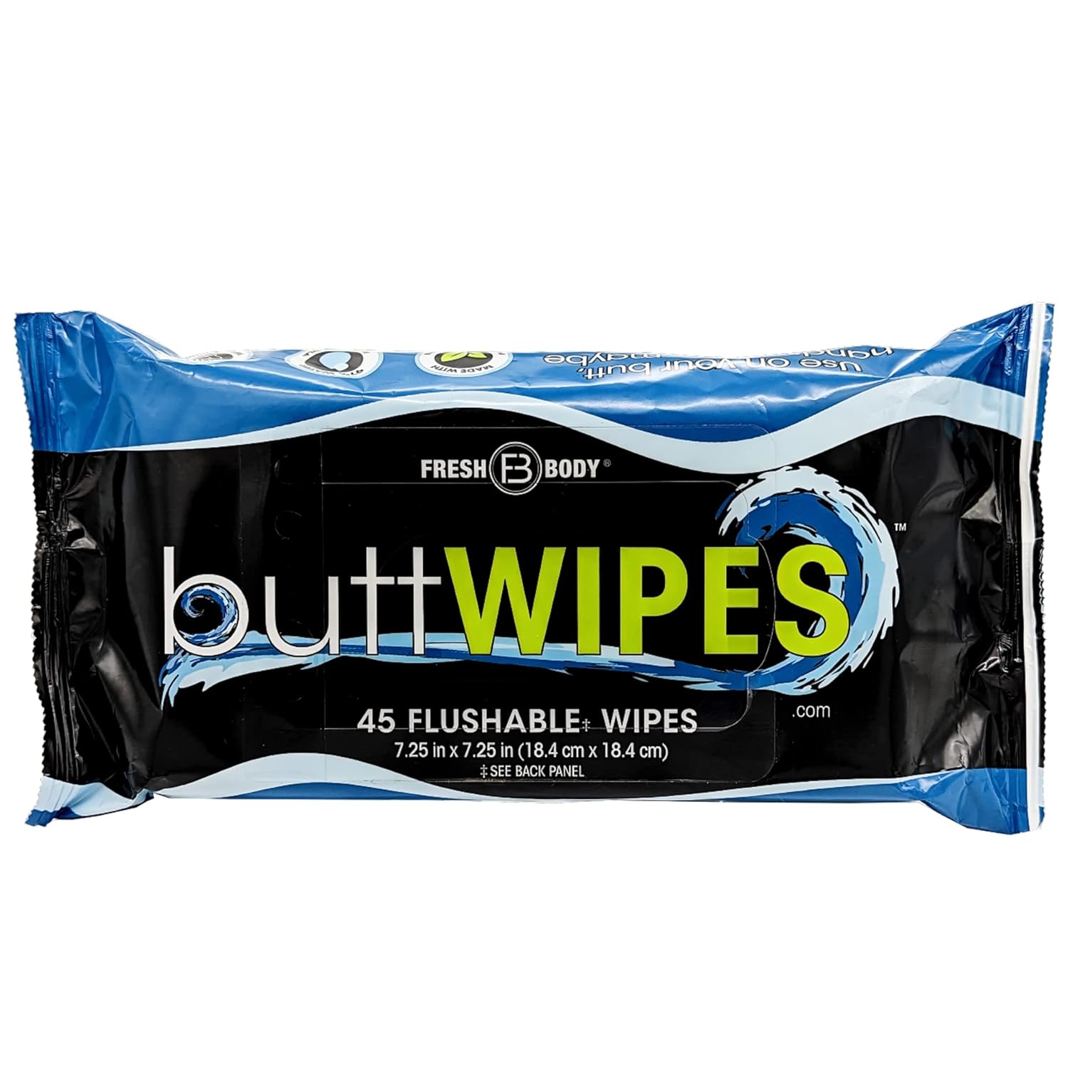 Fresh Body FB Buttwipes Flushable Wipes (1 Pack, 45 wipes