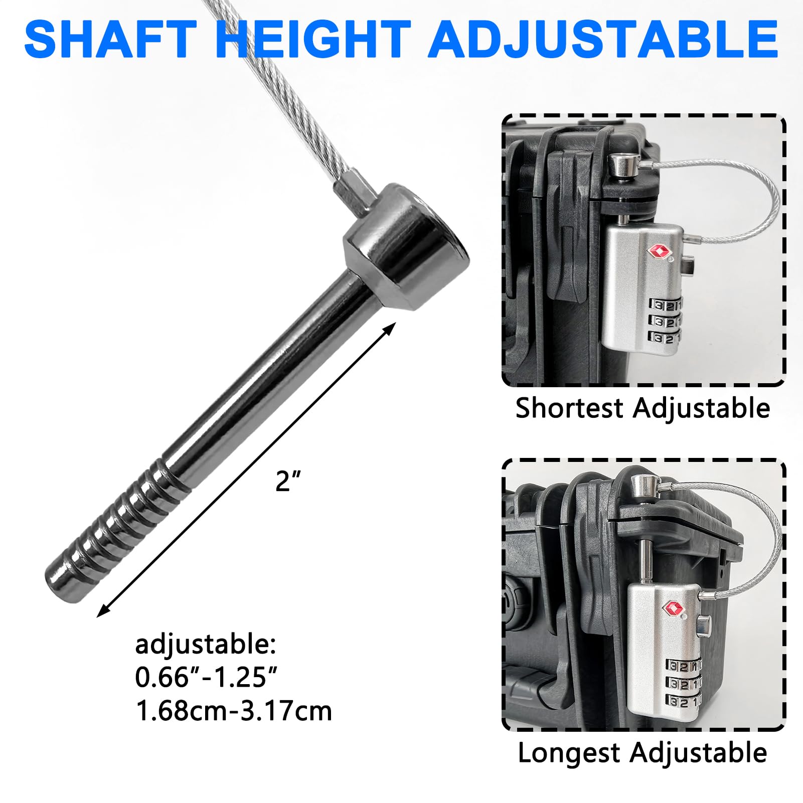 UPGRADED LAFENLIN Gun Case Lock - Adjustable Alloy Handle, TSA Approved Gun Safe Locks, High Security Cable Gun Locks, Secure Code Locks for Gun Case, Firearm Case, Toolbox, Travel Luggage, Silver -2P