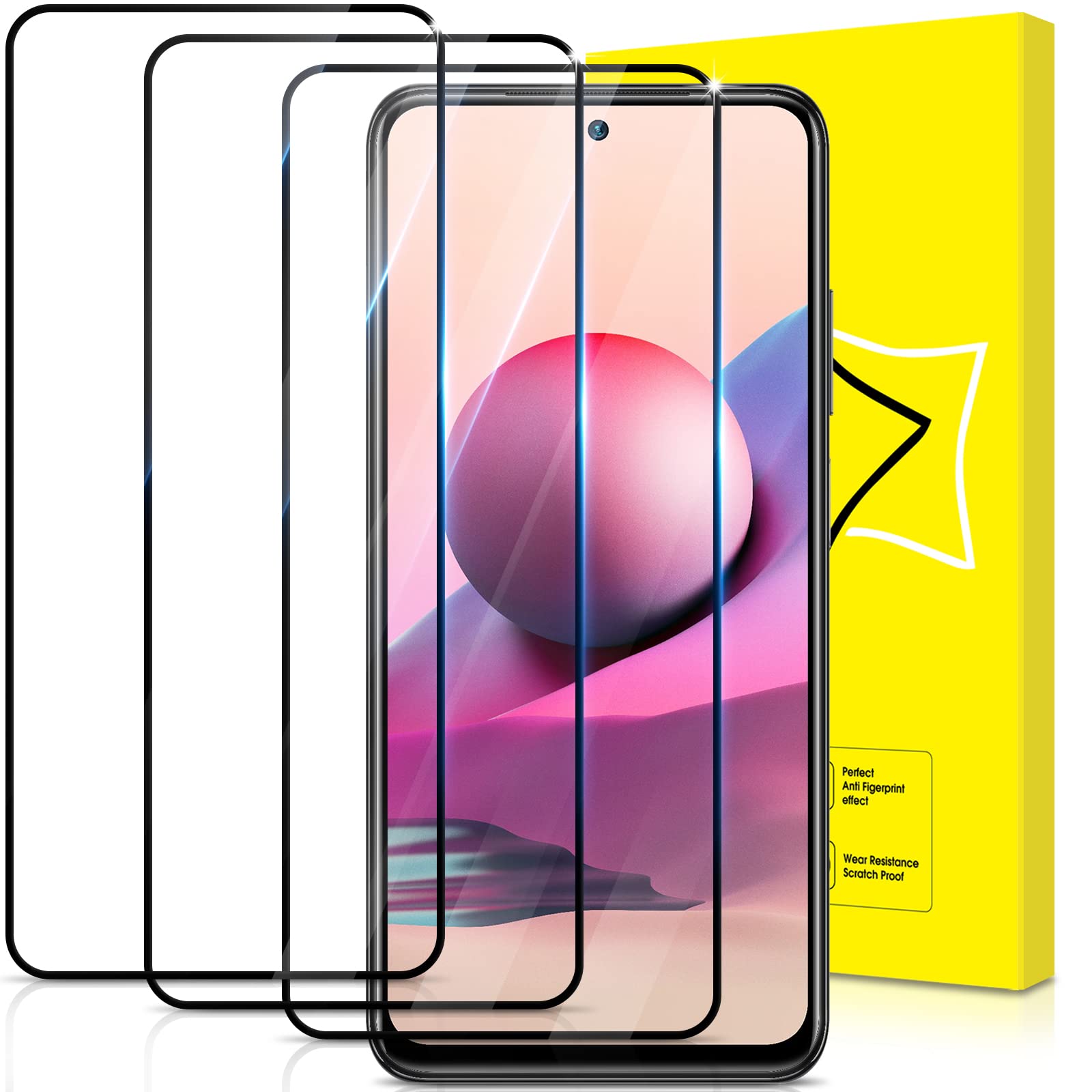 Oelrstfe Vetro Temperato per Xiaomi Redmi Note 10 4G/10S 4G Pellicola Protettiva 2 Pezzi Durezza 9H Anti-Graffio Anti-impronte Ultra HD Trasparente Senza Bolle Vetrino Protezione Schermo