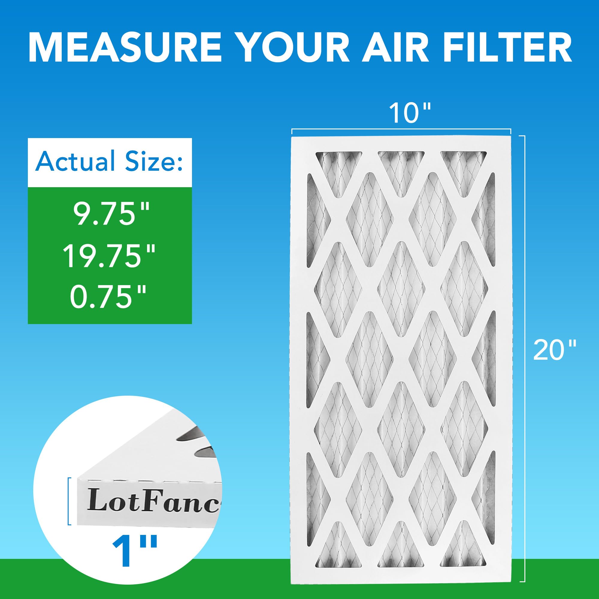 MERV 8 Filtro de aire plisado AC horno (10x20x1)