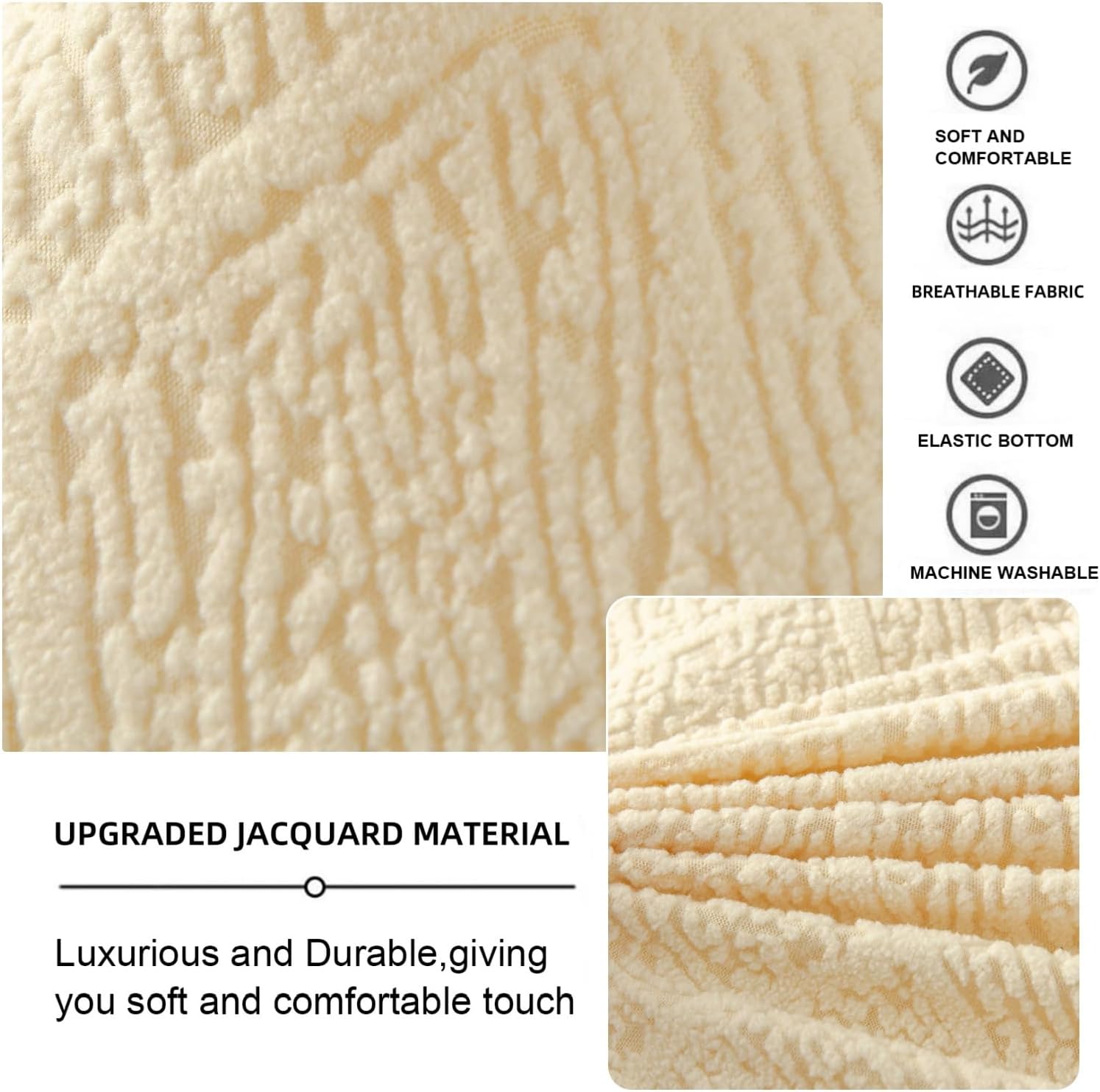 Jacquard Dining Chair Covers Set of 4, Mid Century Modern Dining Room Chair Slipcovers Stretch Shell Chair Cover Lounge Armless Chair Protectors for Home Kitchen Dining Room,Beige