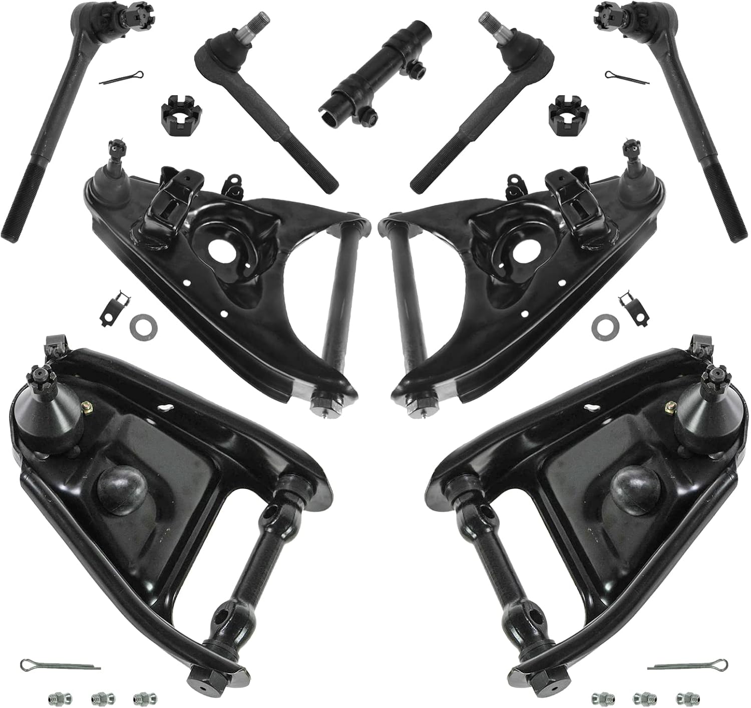 TRQ Front Steering & Suspension Kit Control Arm with Ball Joint Tie Rod Tie Rod Adjusting Sleeve Compatible with Chevrolet GMC