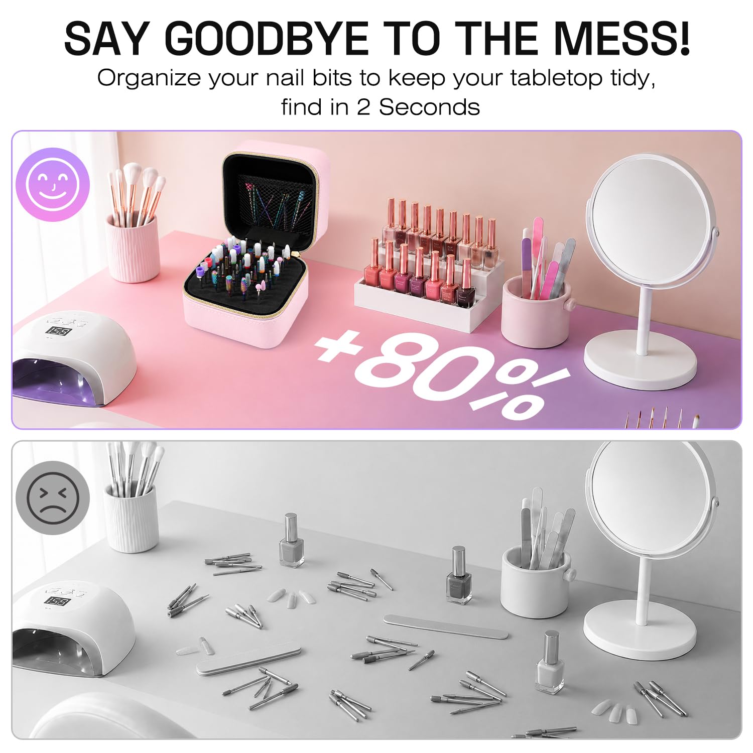50 Holes Nail Drill Bits Holder Case with Mesh Pocket for Travel Salon Home image 2