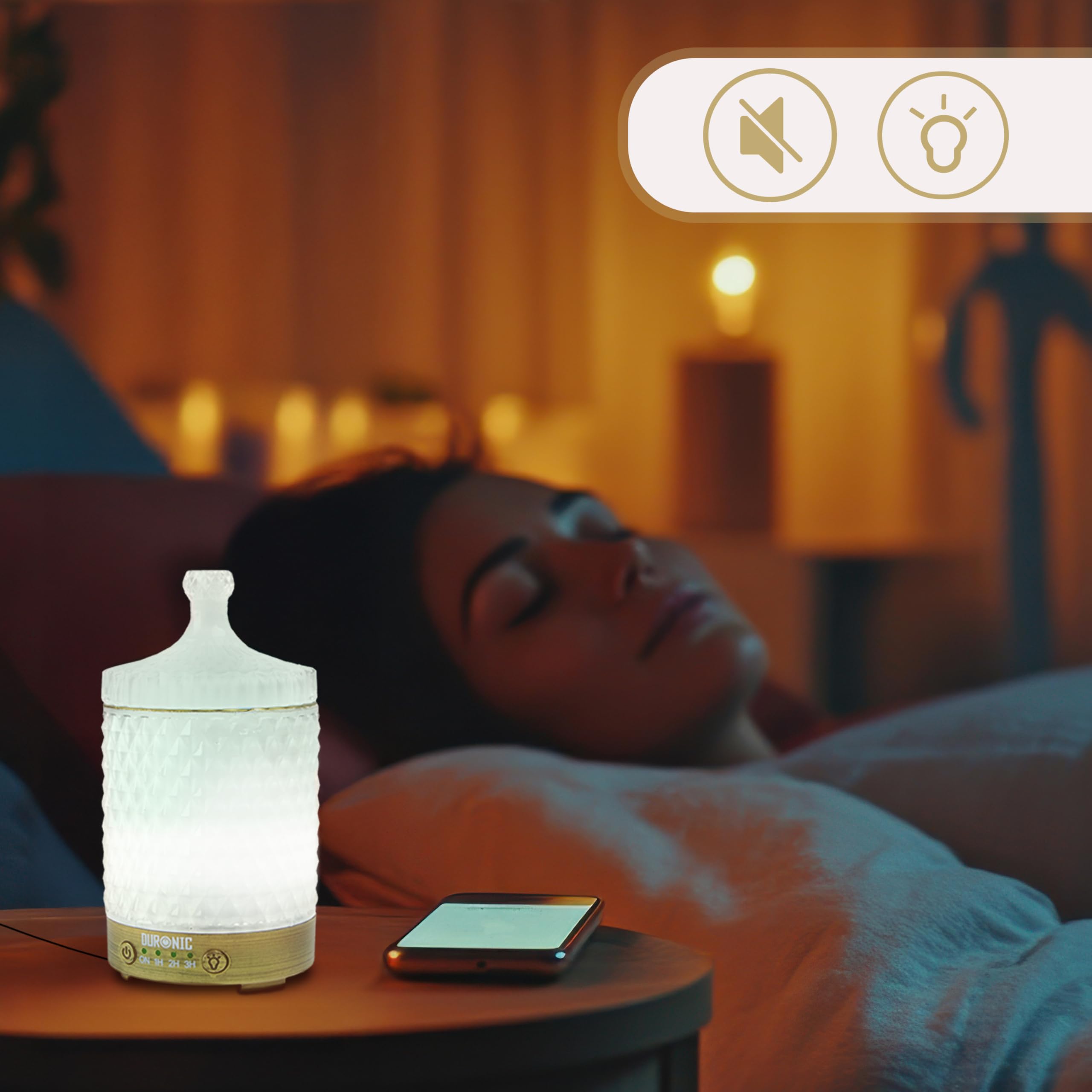 Duronic AD31 Dyfuzor zapachów urządzenie do olejków eterycznych zapachowych | elektryczny ultradźwiękowy nawilżacz | urządzenie do olejków zapachowych aromaterapia | Przenośny nawilżacz powietrza, naturalny oczyszczacz powietrza, aromaterapia, do domu, we