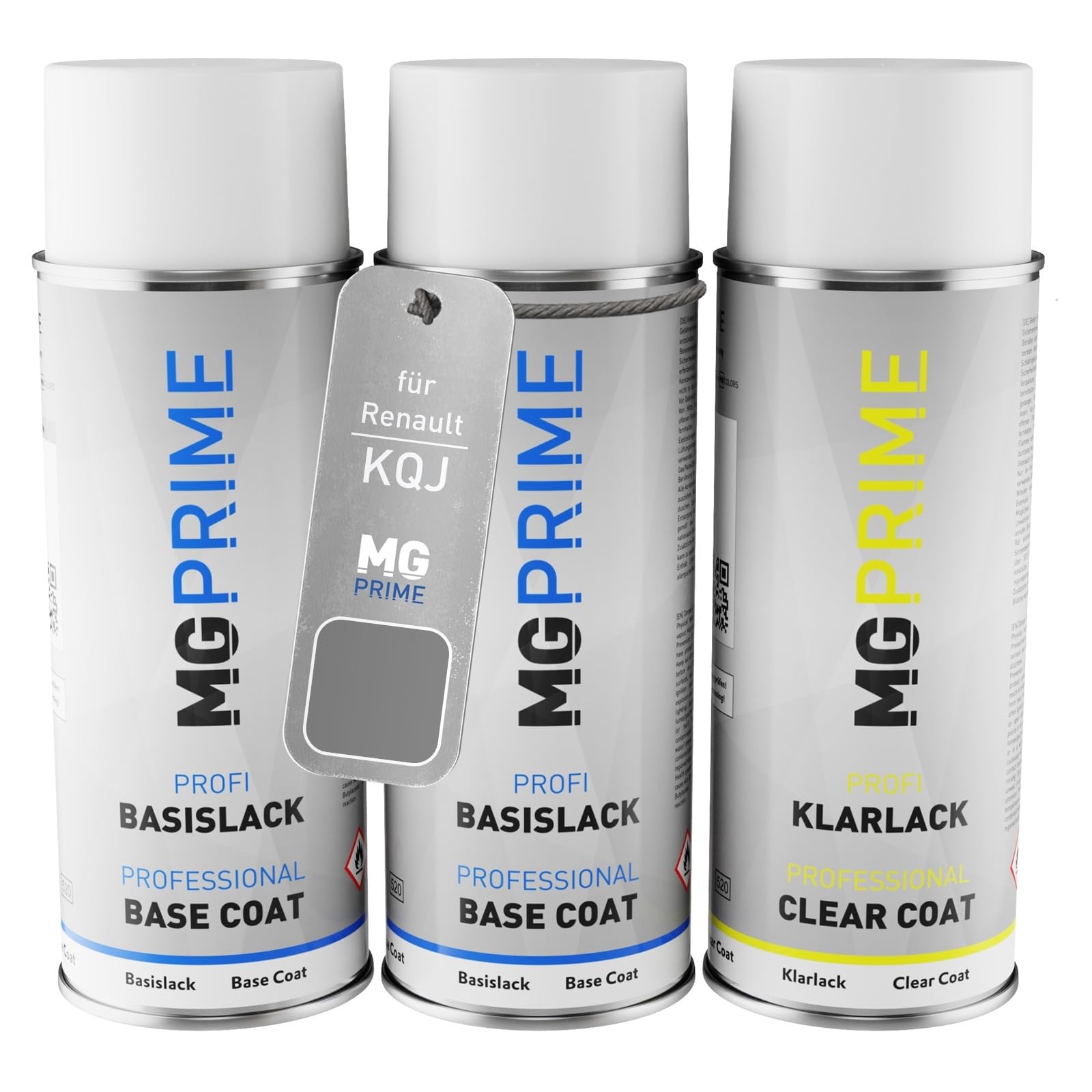 MG PRIME Car paint Spray can set for Renault KQJ Gris Rafale Metallic/Rafal-Grau Metallic Primer base coat clear coat spray can 400ml