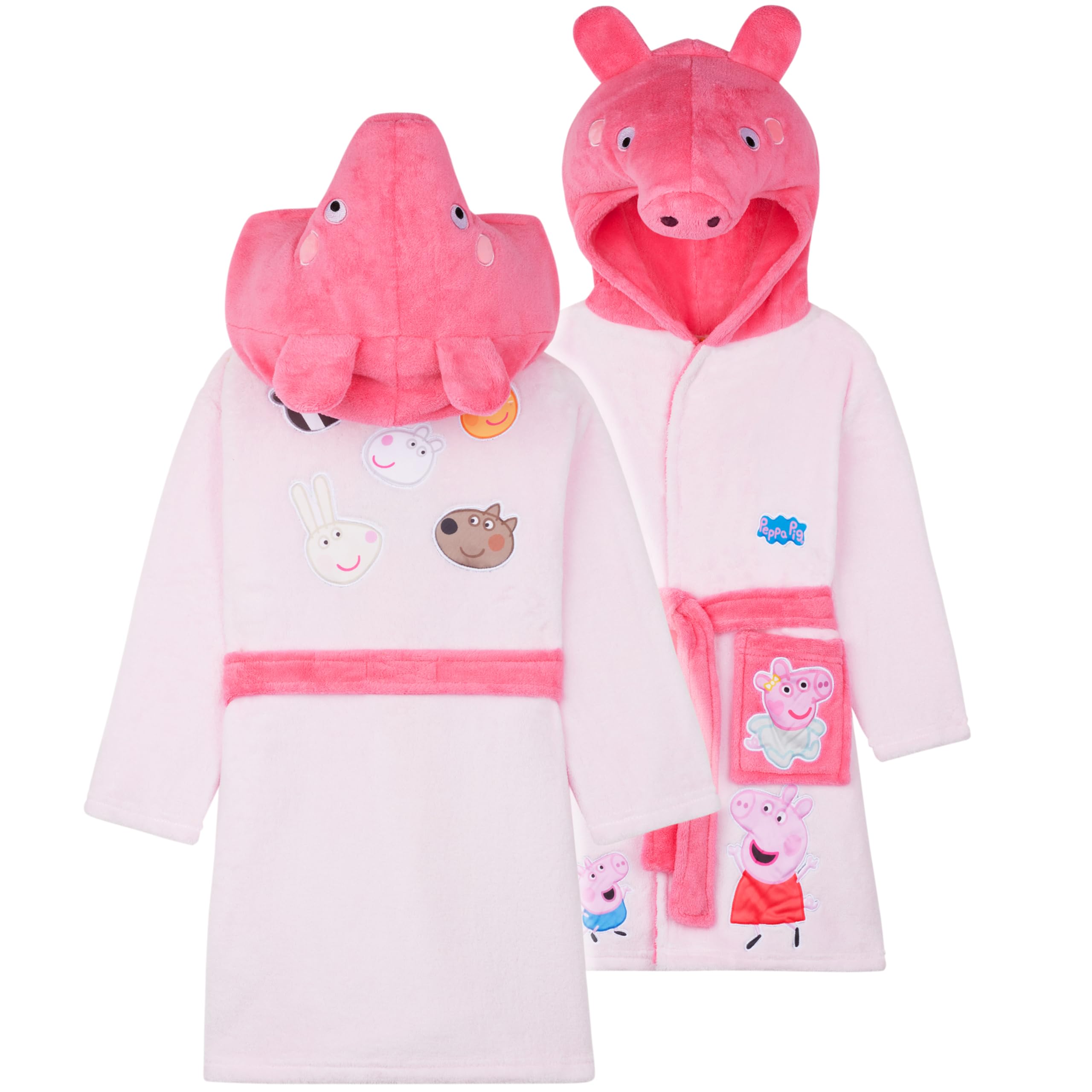 Peppa Pig Robe de Chambre les Tout-Petits et les Filles, Peignoir de bain Polaire à Capuche Ultra Doux, Cadeau Fille