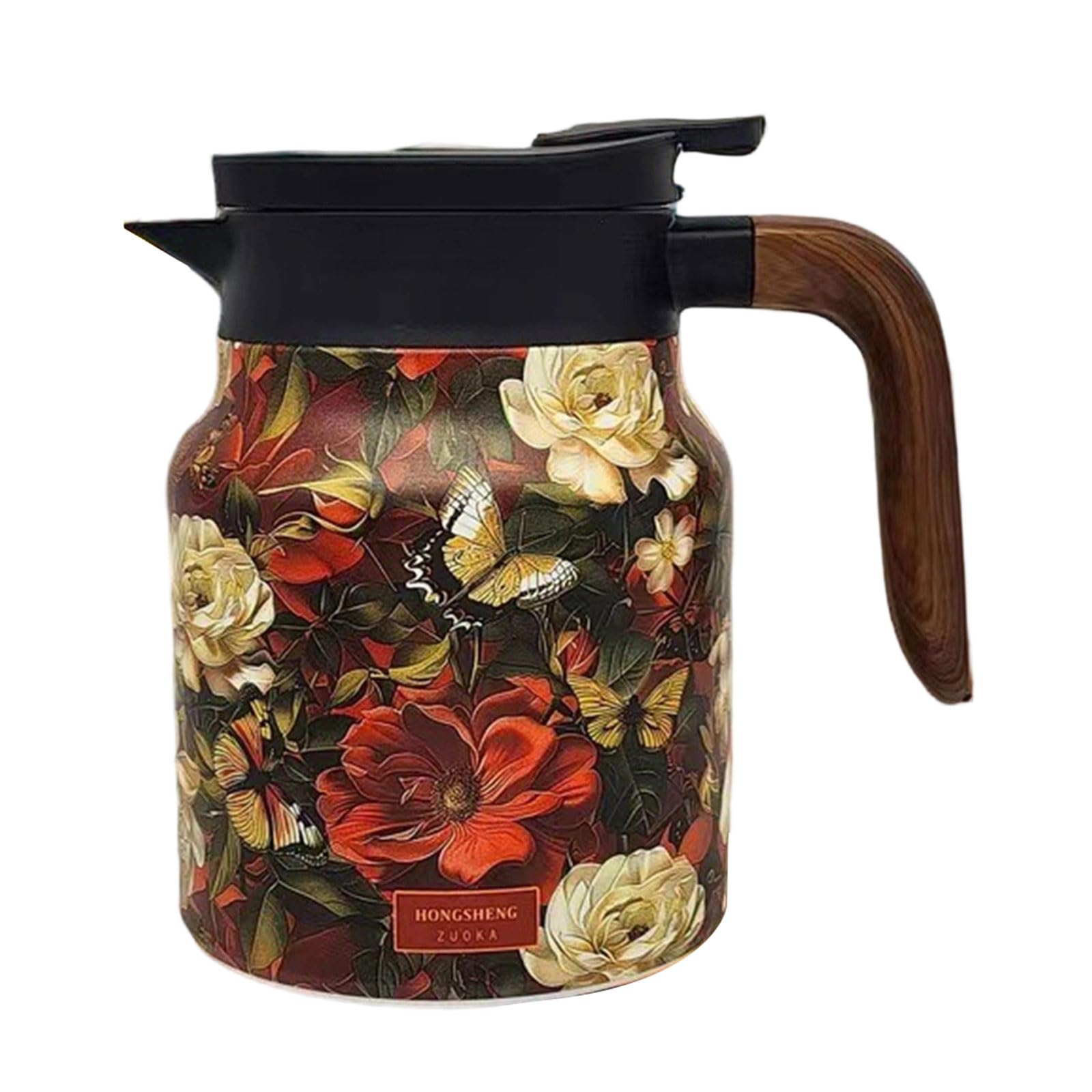 Xjdzineq Large Capacity 1000ml Thermal Teapot with Wooden Grip and Premium Stainless Steels Infuser for Steeping Teas Teapot with Strainer