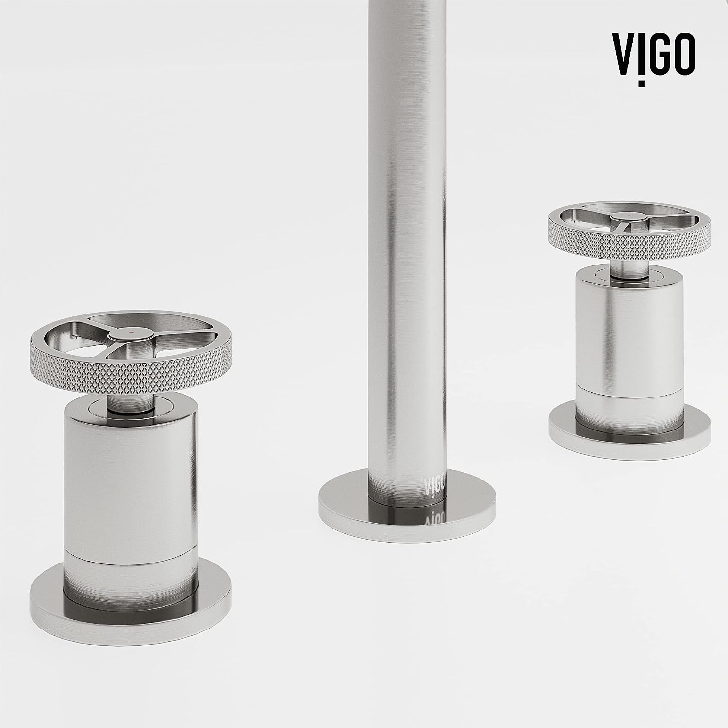 VIGO Cass 8'' H Two Handle Three-Hole Widespread Bathroom Faucet in Brushed Nickel-VG01301BN