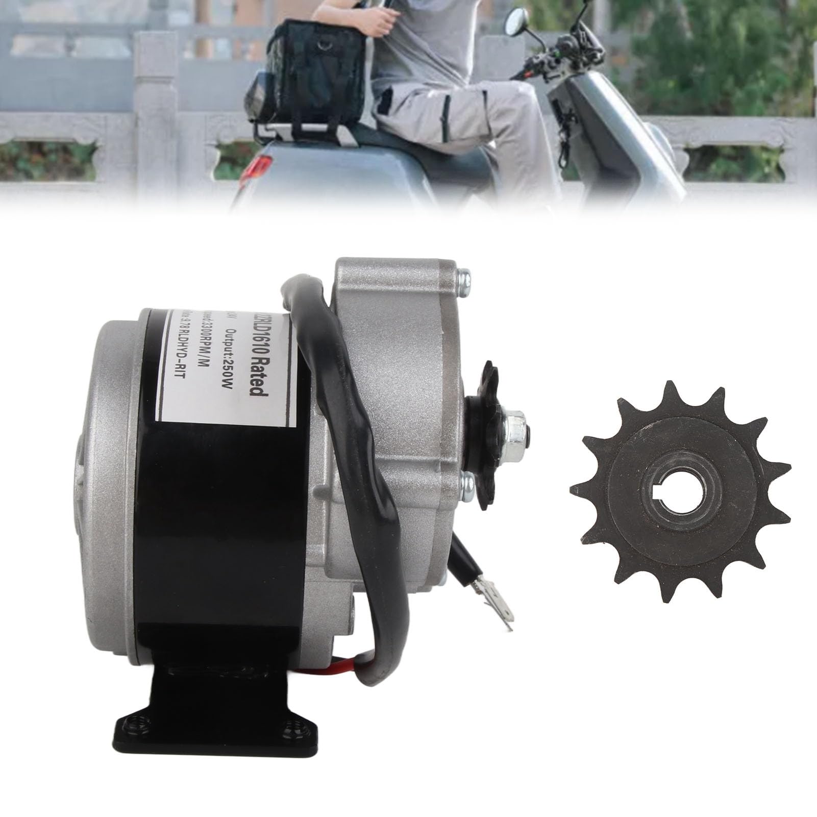 Motor Eléctrico de Reducción de Engranajes 24V 250W 3300RPM Piñón 13 Dientes