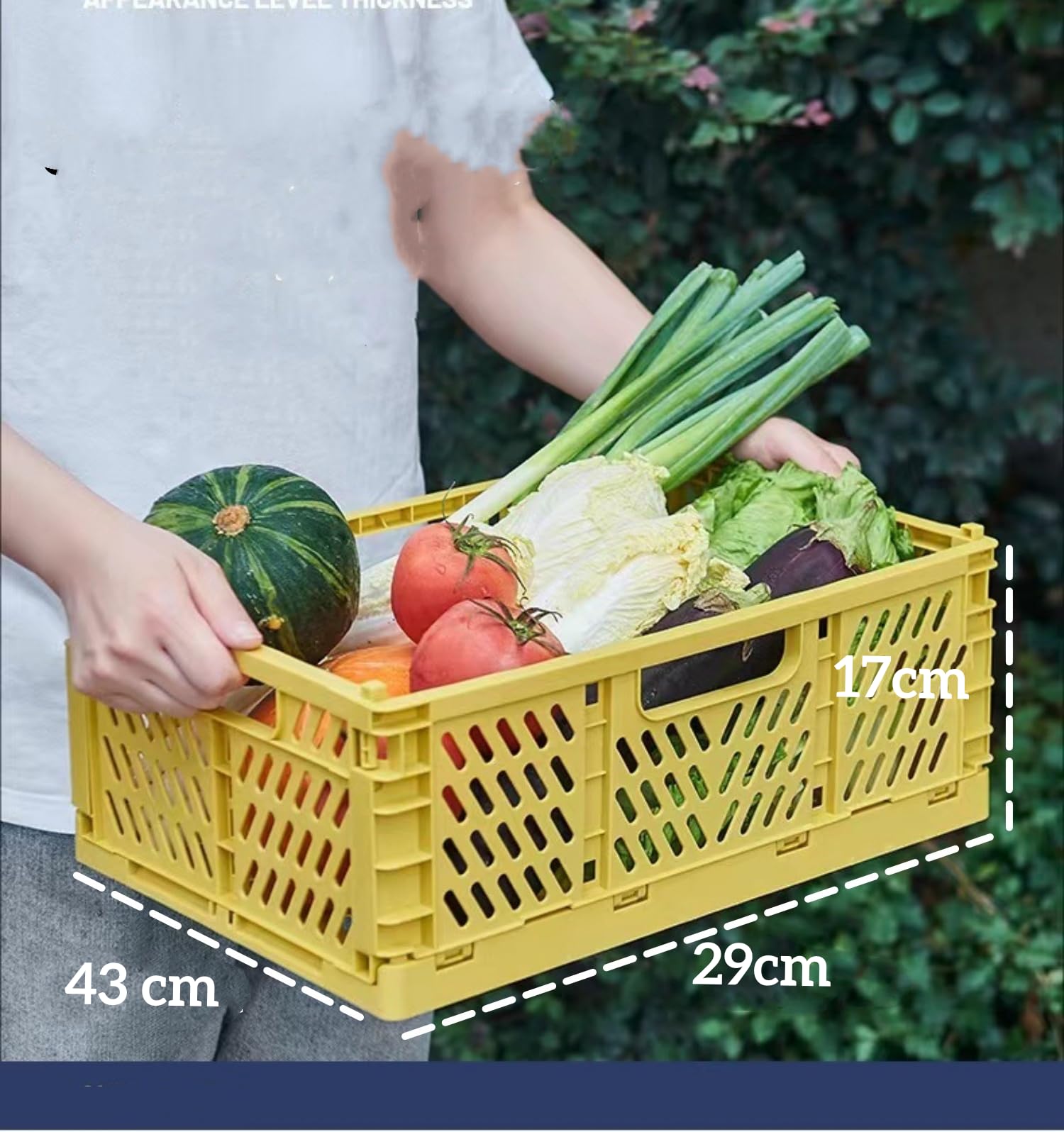 EURXLQ Lot De 4 Caisses Pliables Plastique 43×29×17cm - Paniers Rangement Empilables Avec Poignées