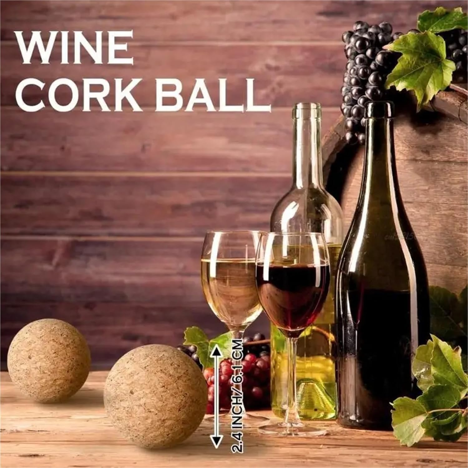 Natural Wood Wine Corks 8Pcs Elegant Wooden Cork Ball Stoppers Wood for Wine Bottles