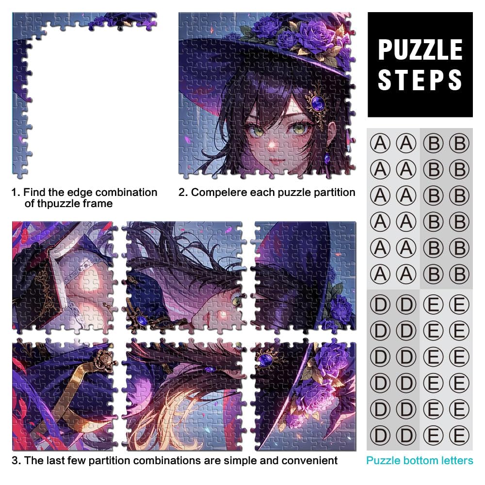 Puzzle de 2000 Piezas para Adultos Bruja de Anime con Libro Juguetes de Juego para Regalo Familiar Grandes Regalos y Juguetes 70x100cm