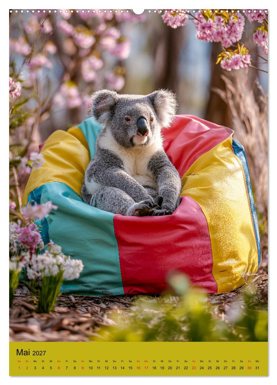 CALVENDO - Workaholic - Mach mal Pause und chill wie ein Koala (hochwertiger Premium Wandkalender 2027 DIN A2 hoch), Kunstdruck in Hochglanz: Lustiger Koala Kalender: Koalas und Koalabären als Beutelt