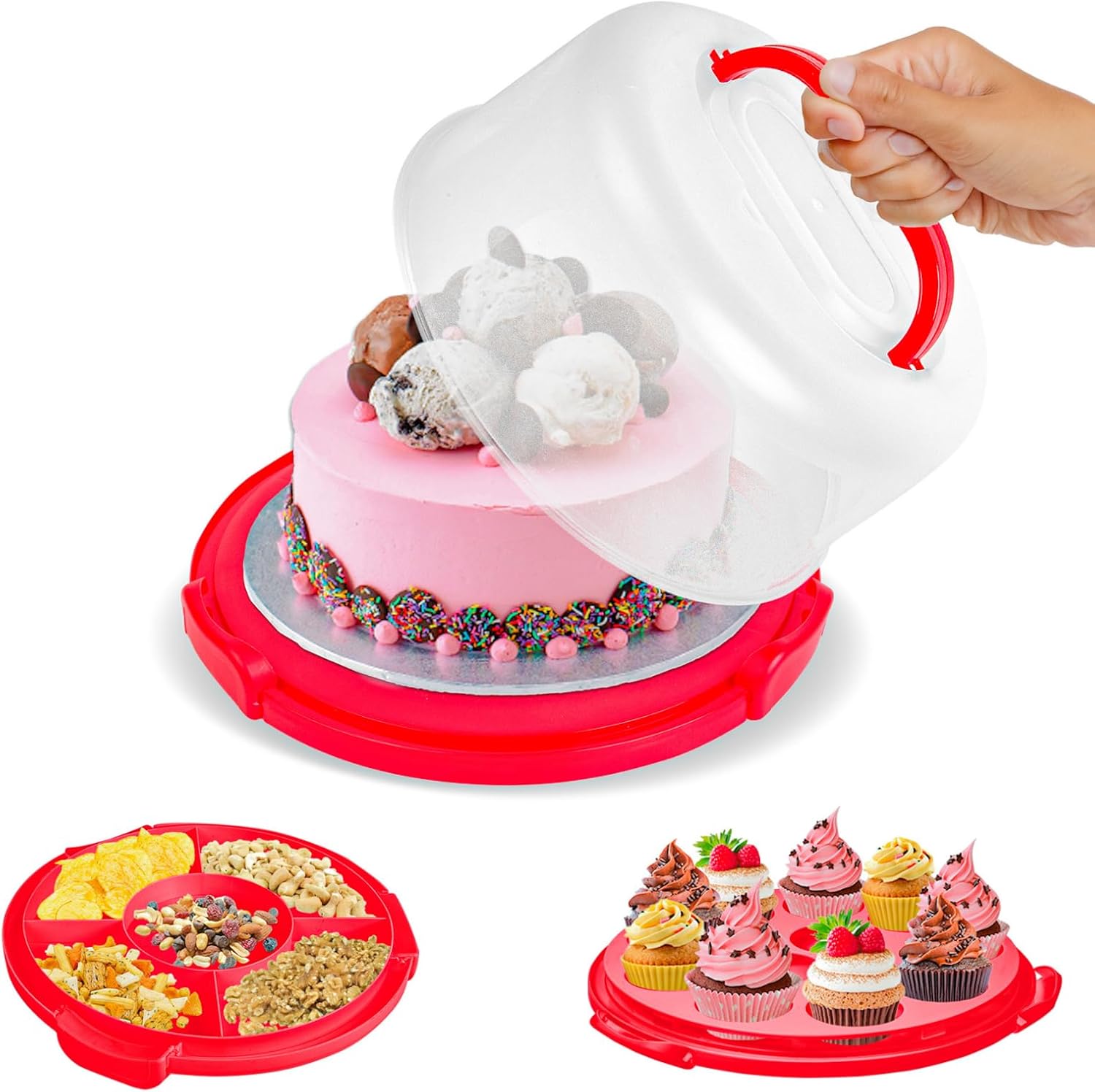 Plastihut Cake Carrier With Lid and Handle All In 1