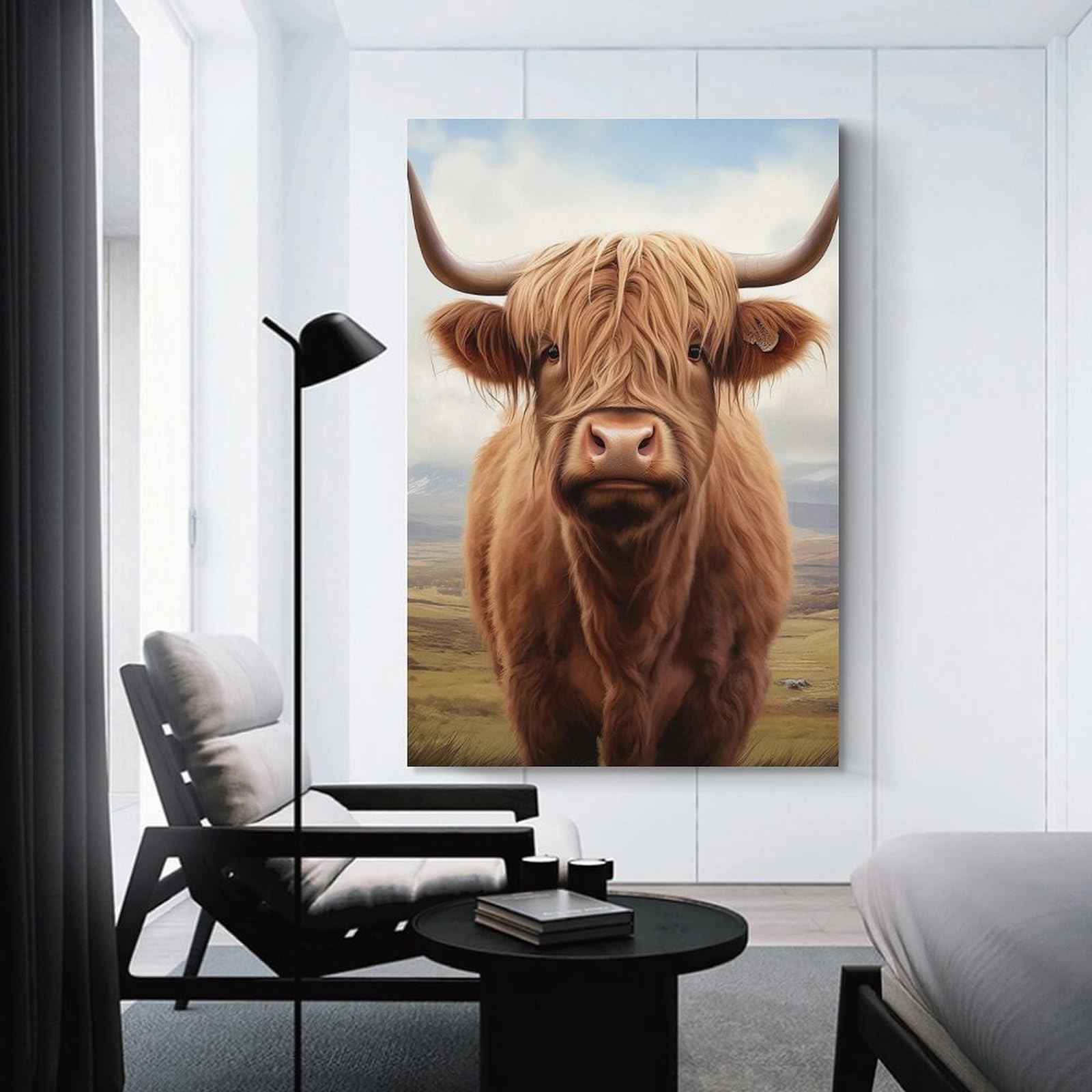 Junmoney Unframe-Style-11 Wall Picture Print Portrait For Highland Cow, 12X18inch(30X45cm), For Entrance Walls, Hall Decor Or Foyers, Home Artwork For First Impressions