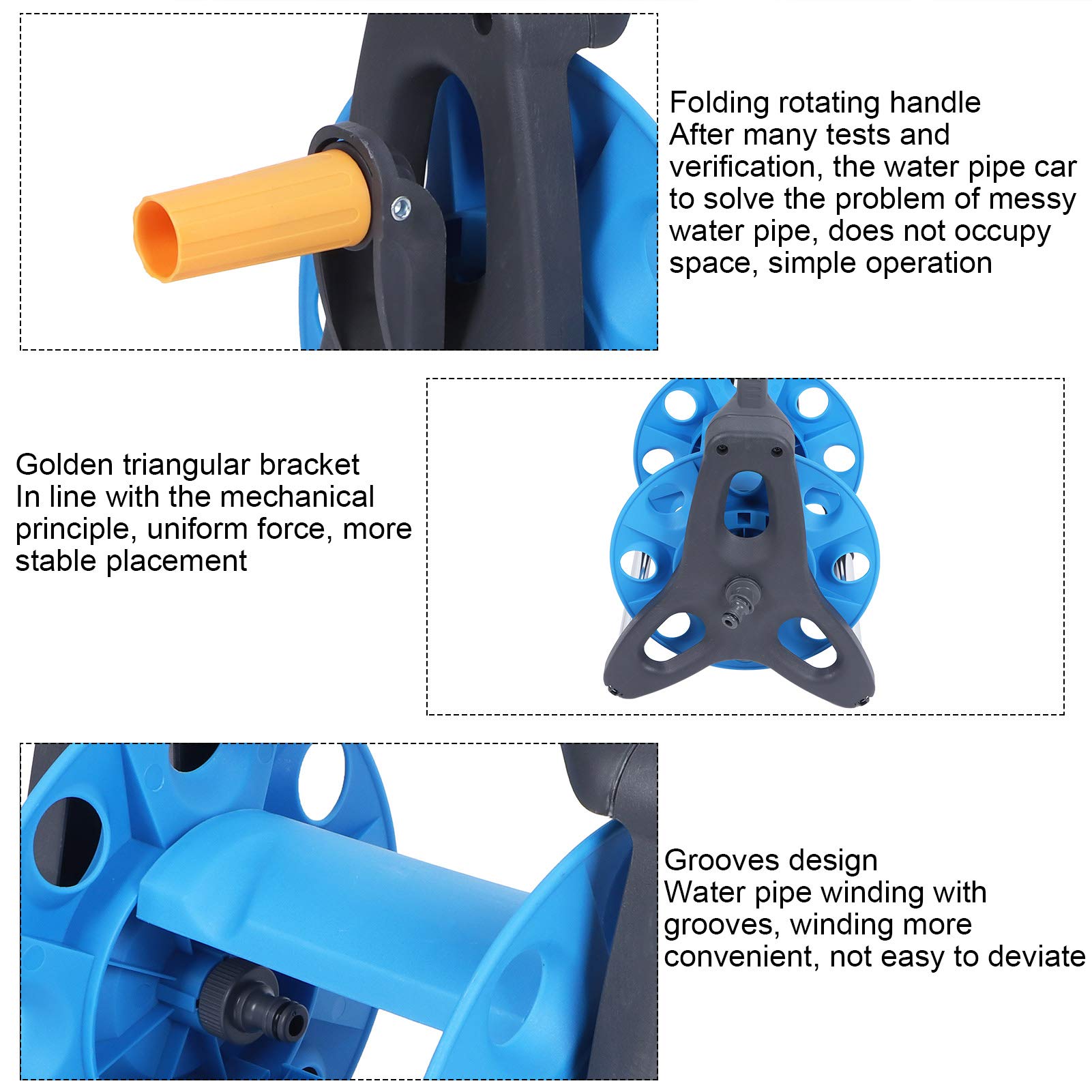 Porta avvolgitubo portatile da giardino, G1/2", organizer per tubi dell'acqua, strumento di avvolgimento portatile, supporto per avvolgitubo esterno, irrigazione, lavaggio auto, pulizia