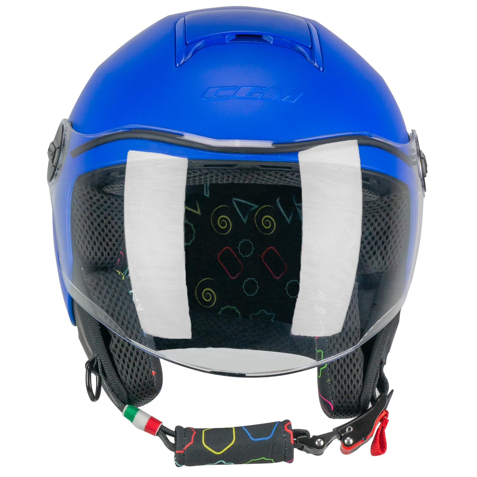 CGM Casque Open Face Young, 261A Mini Mono Bleu Mat, YXL (53-54cm)