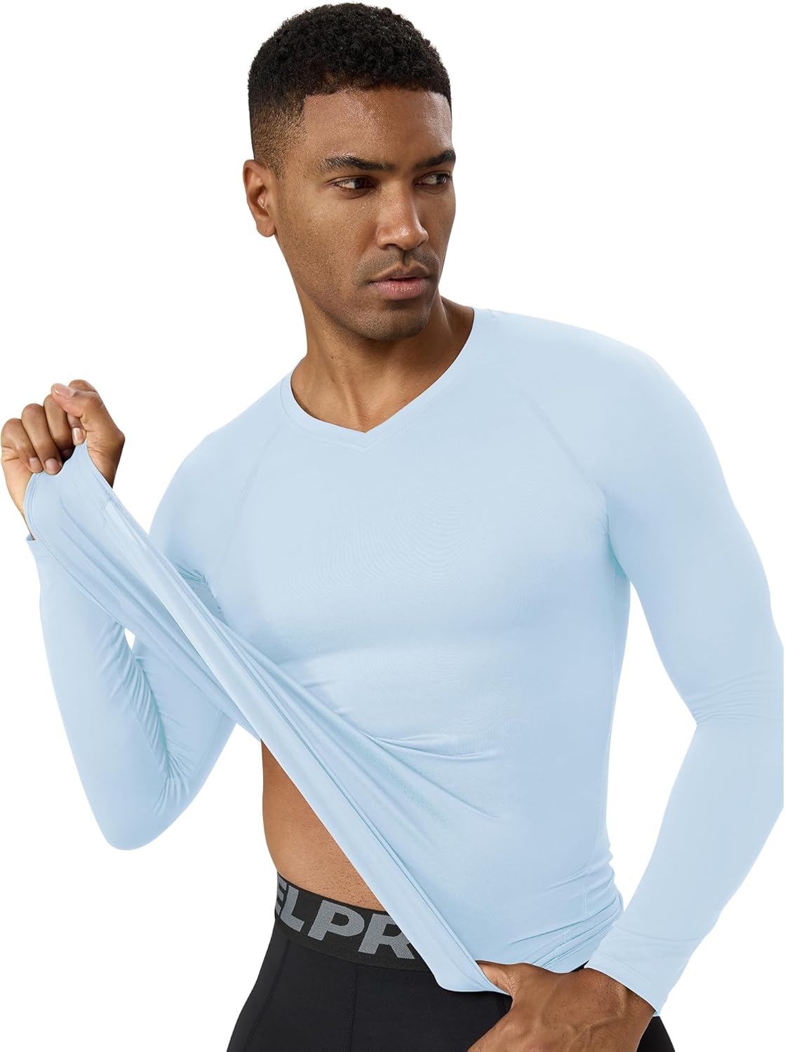 Men's V Neck Compression Shirts Long Sleeve Quick Dry Sports T-Shirt Athletic Workout Undershirts Running Gym Tops - Image 3