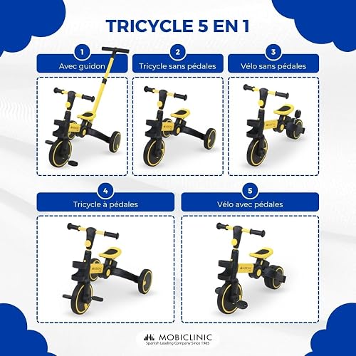 Mobiclinic® kids, Triciclo 5 in 1, Chase, Evolutivo, Da, A anni, Manubrio e sedile regolabili, Ultraleggero 3, Kg, Montaggio facile, Ruote antiforatura, Fino 25, Porta bottiglia - 3