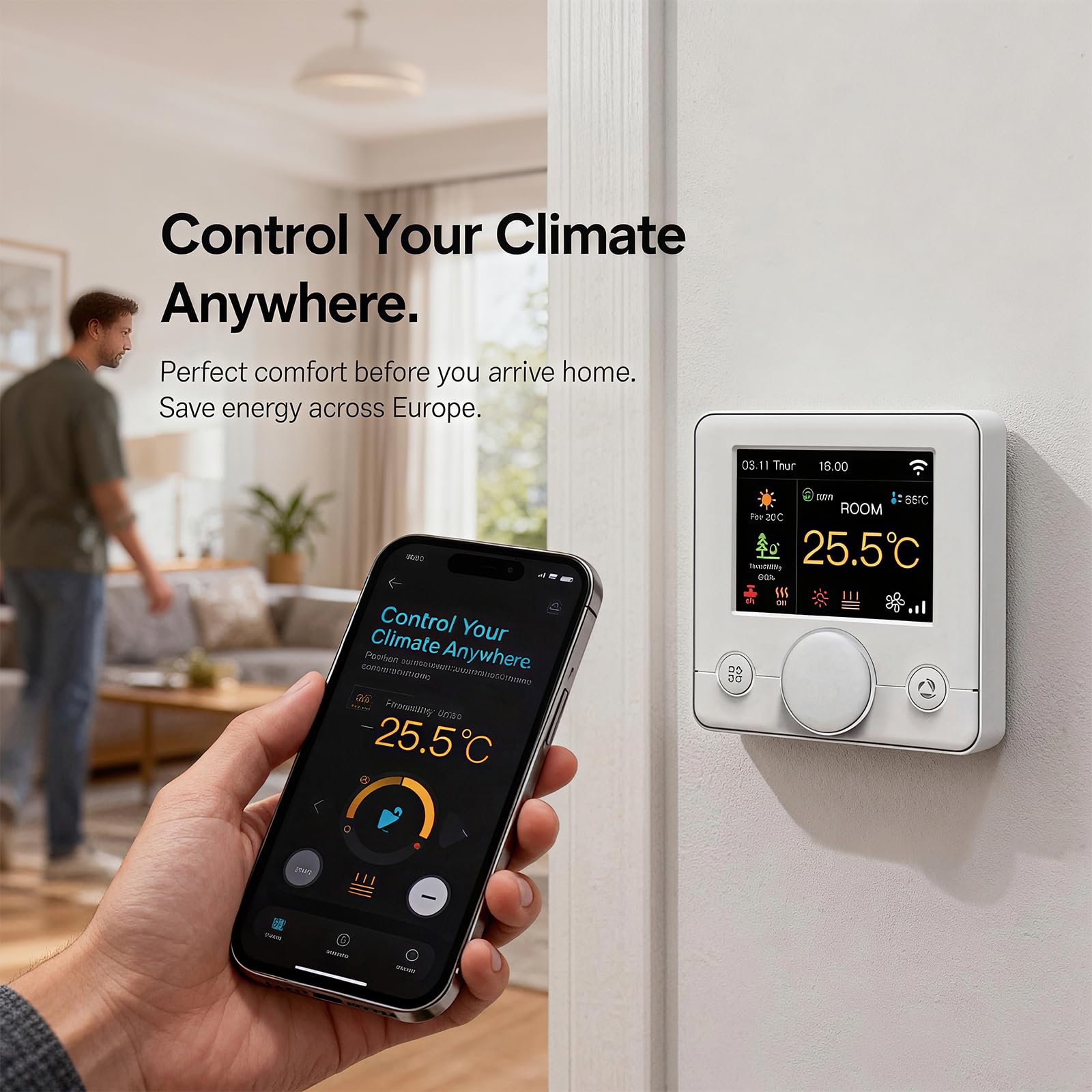 Smart Wifi termostato aria condizionata con 2 tubi, Smart Life APP telecomando, funziona con Alexa Google Home
