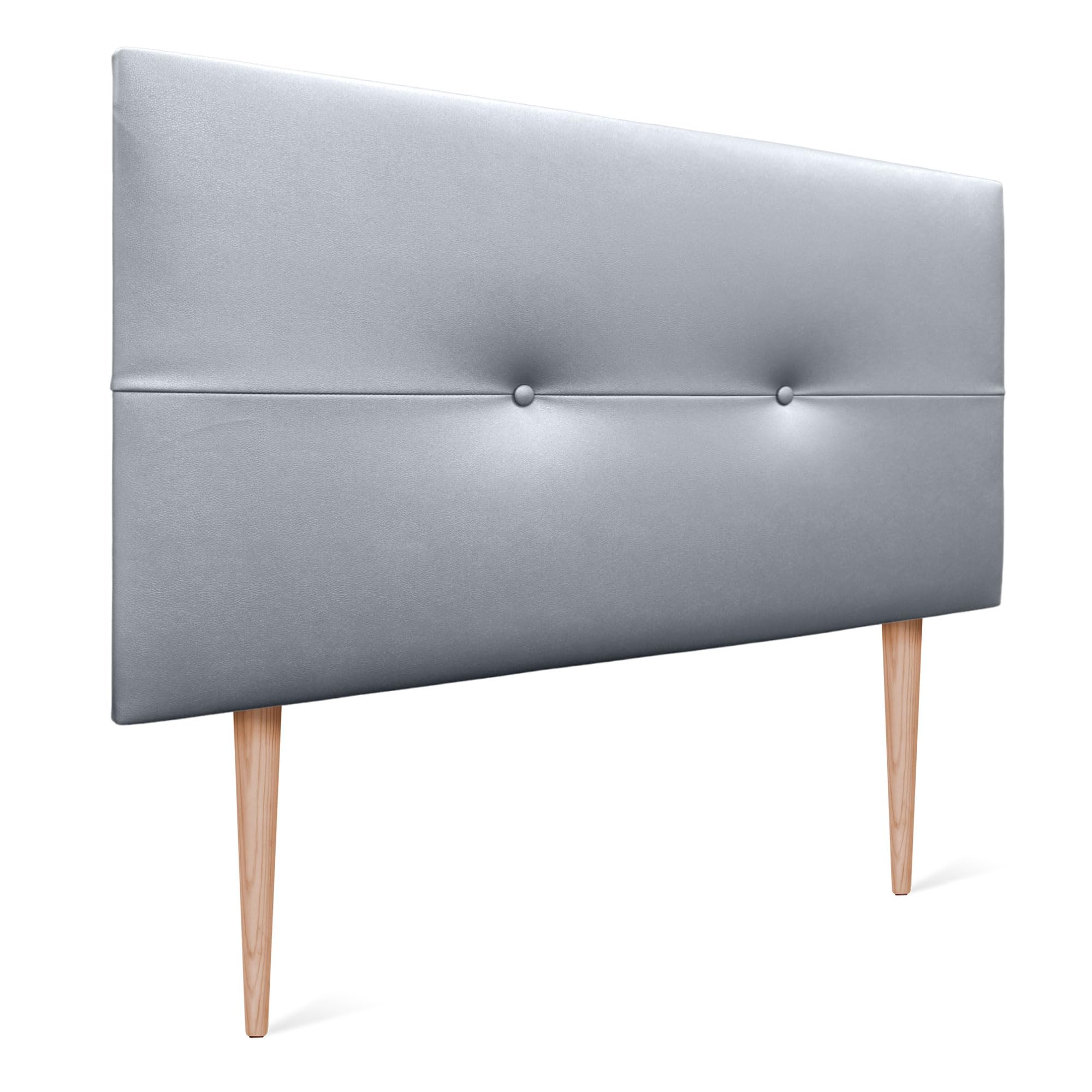 DHOME Cabecero de Polipiel o Tela AQUALINE Pro cabeceros Cabezal tapizado Cama Lujo (Polipiel Plateado, 95x105cm con Patas (Camas 70/80/90))