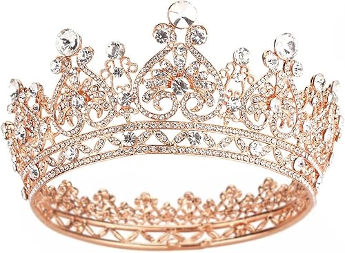 COCIDE Corona para mujer, coronas y tiaras de cristal para niñas, diadema redonda completa de boda, accesorios para el cabello, para cumpleaños,