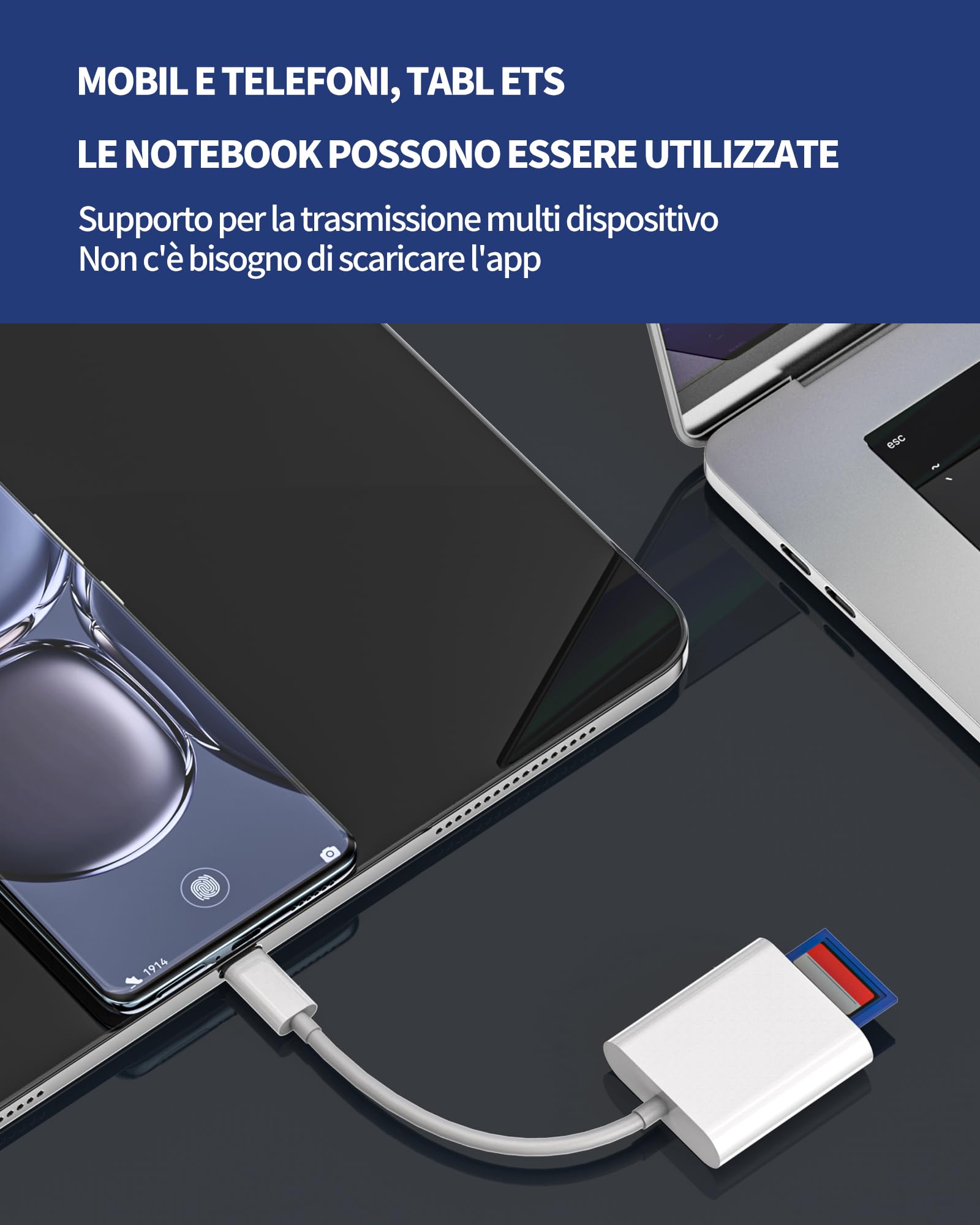 acer Lettore di Schede SD 4.0 con 100W PD, UHS-II Lettore di Schede SD USB C 312M/S, Lettore di Schede SD Adattatore di Memoria Esterna Micro SD Compatibile con iPhone series 15/16