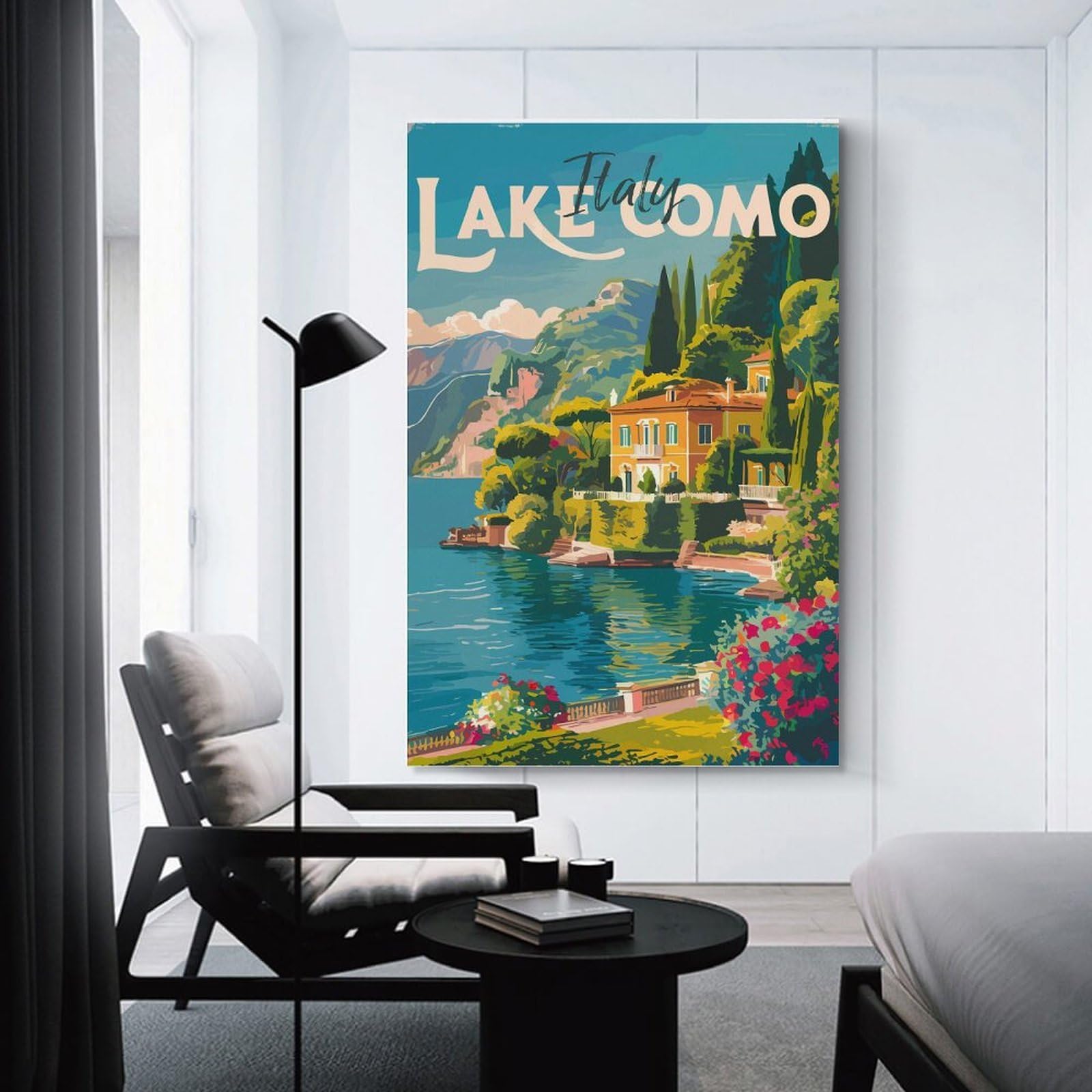 Junmoney Decorative Wall Artwork Lake Como Italy Travel (2), 24x36inch(60x90cm), for Living Room, Lounge Or Sitting Room, Modern Wall Decor for Cosy Interiors