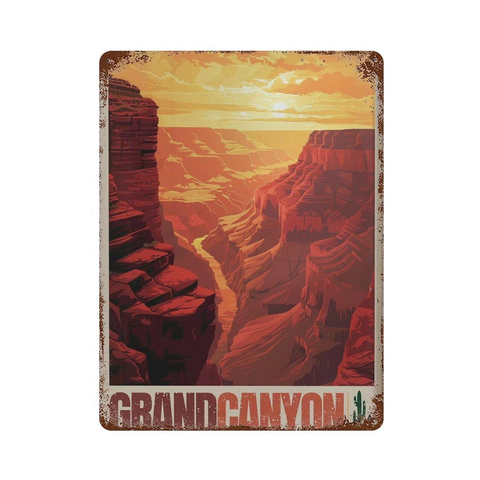 xiaoxiaoshen Grand Canyon Arizona Sunset Framed Desert Landscape Wall Decor Art Metal Tin Poster Modern Home Decor Art Home Bar Shop Decorations Vintage Sign 40x30cm