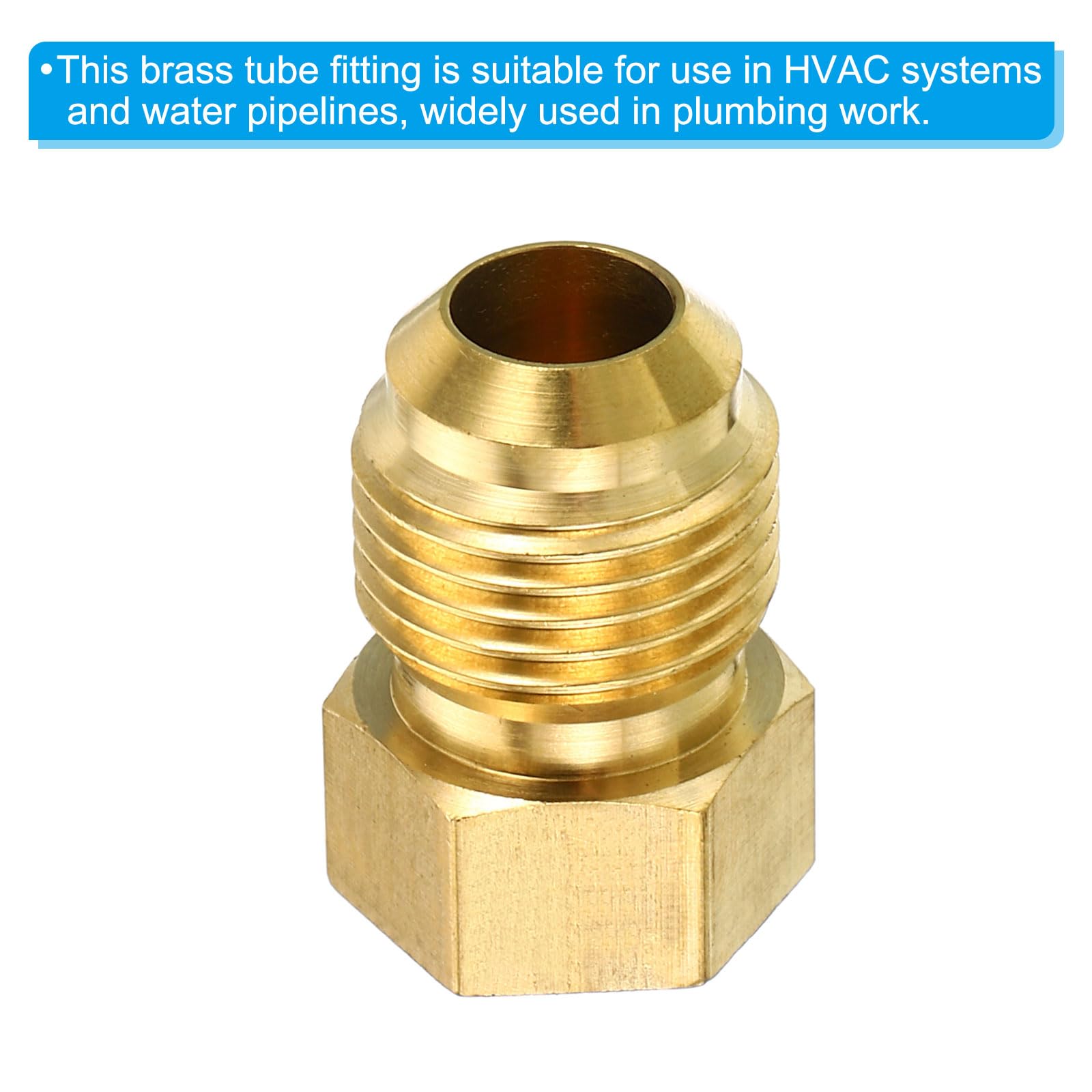 PATIKIL Male 3/8" Brass Seal Plug, 3 Pack SAE Flare Tube Fitting 45 Degree Hex Pipe Fittings for Air Conditioner Refrigeration - Image 4