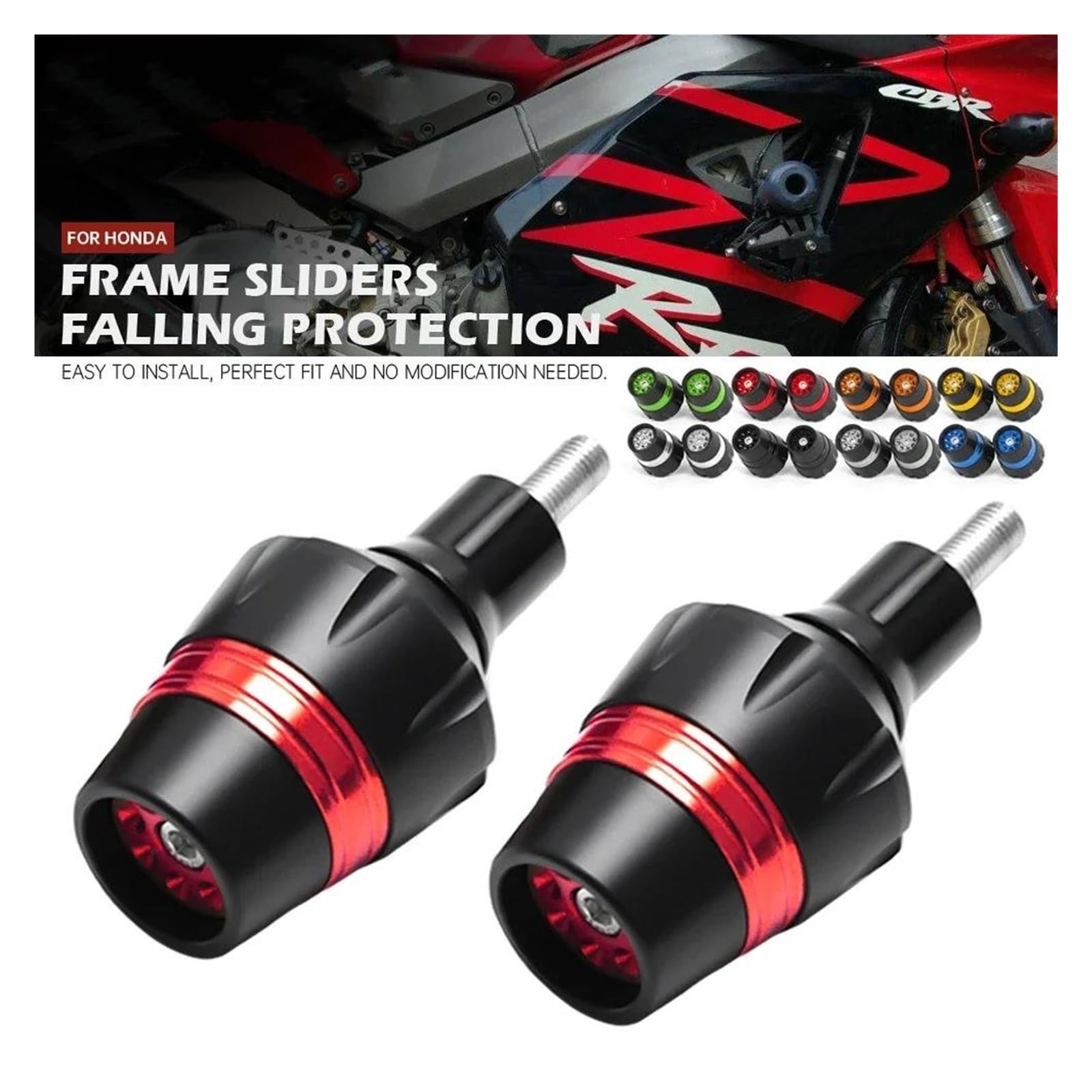 Motorräder Rahmen Sliders Sturzschutz for Honda CBR 954 900 RR 2002 2003 Motorrad Motor Rahmen Slider Crash Pad Fallen Schutz Sturzpads(Black)