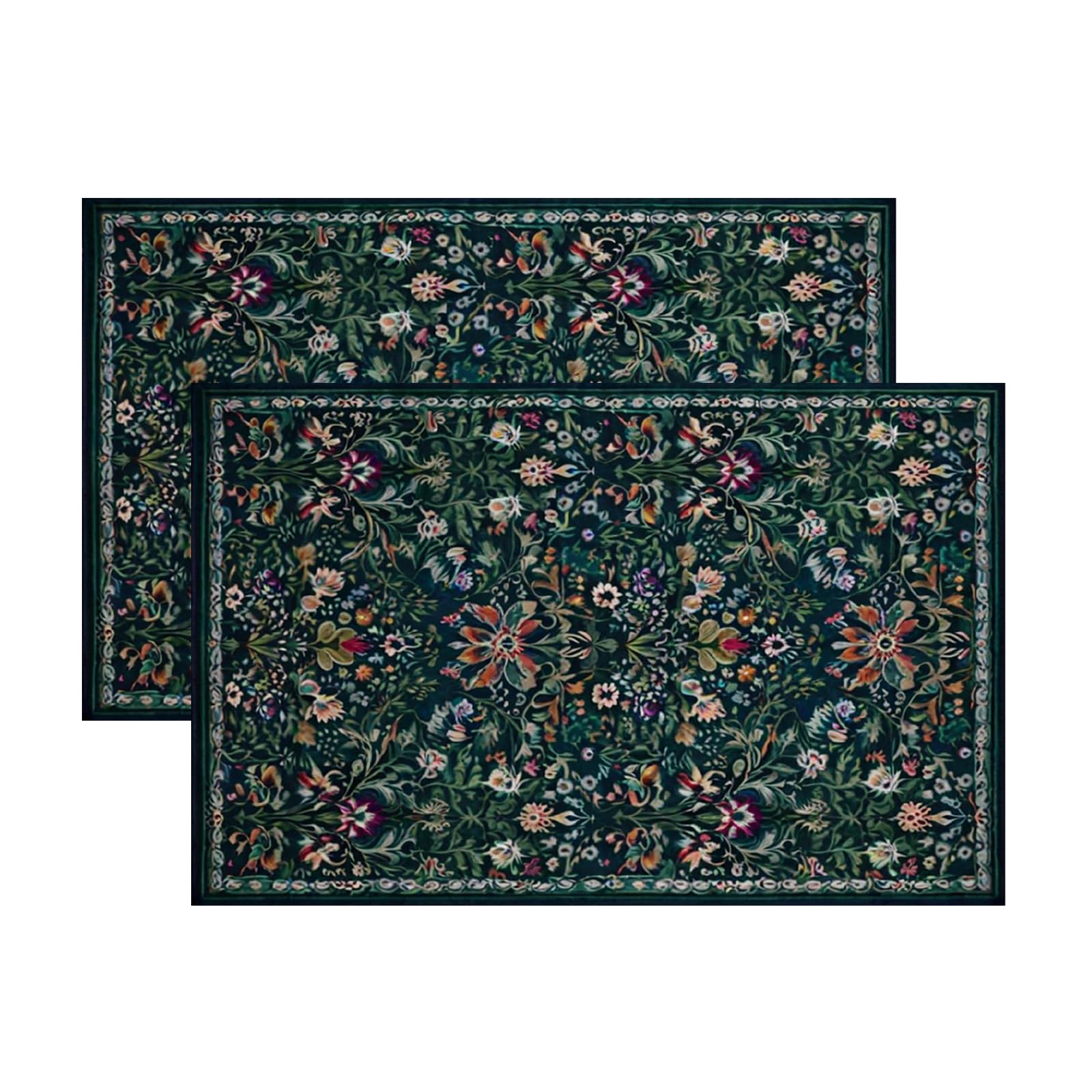 Photo 1 of 2 Pcs Washable Indoor Doormat Moroccan Boho Non Slip Retro Floor Mat