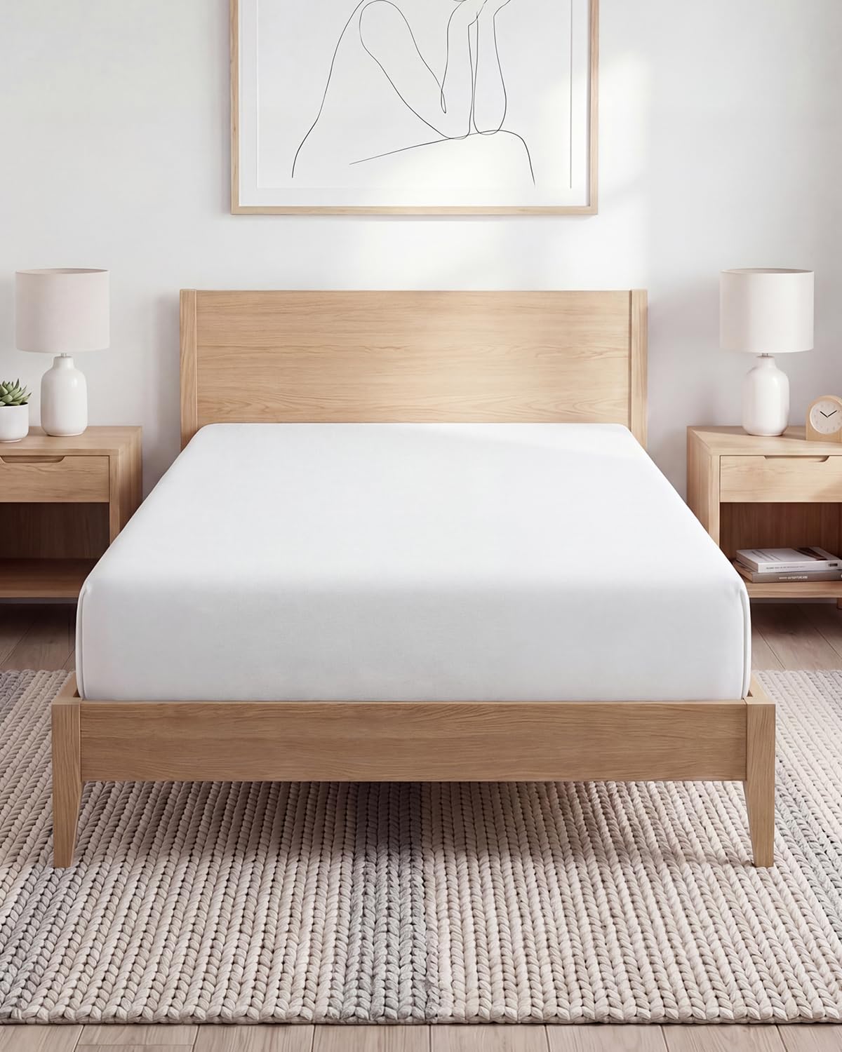 Twin XXL Fitted Bed Sheet - Bottom Single Fitted Sheet Only - White