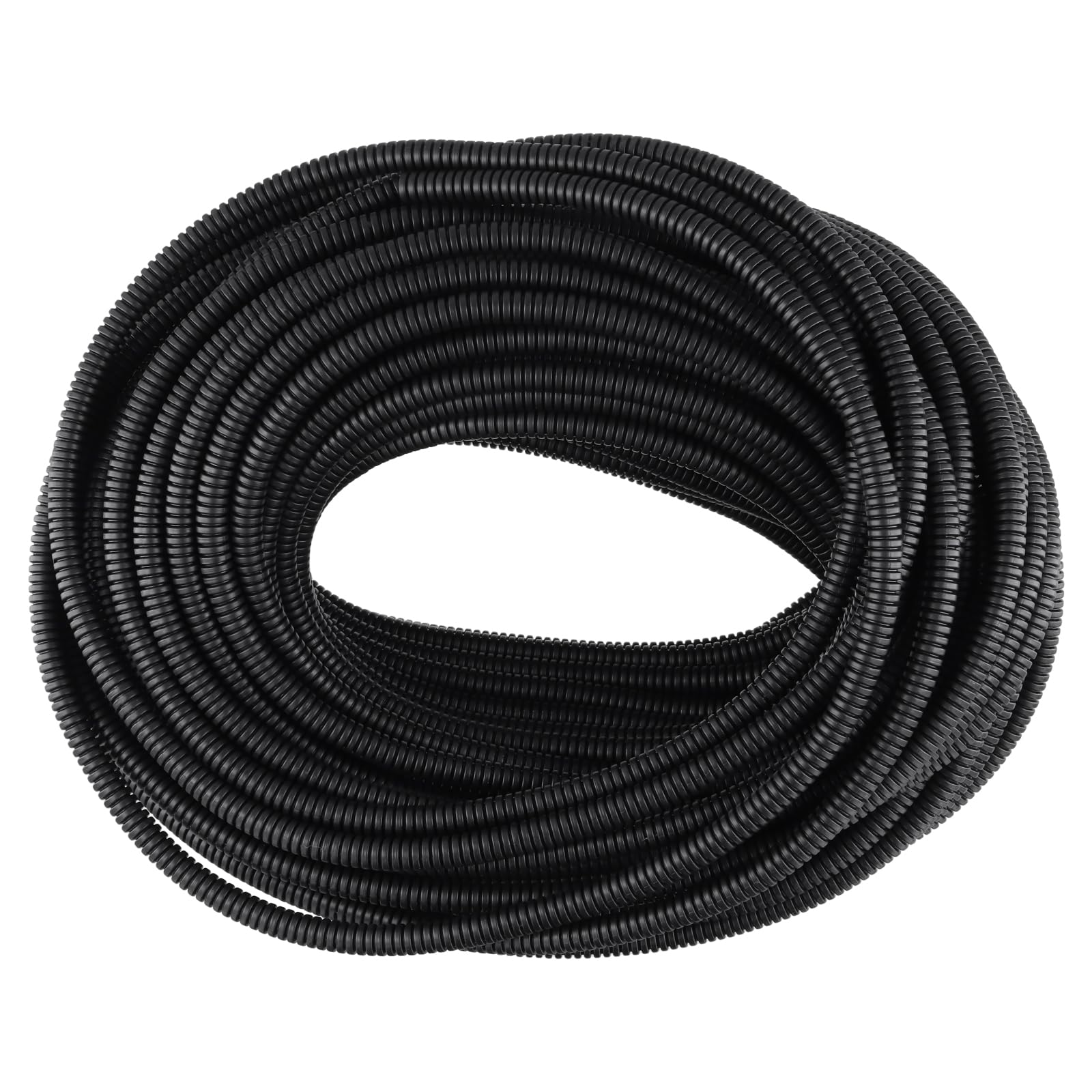 Tubo Corrugato Flessibile 10 mm x 60 m, Matassa in Polipropilene Nero, Guaina Protettiva per Cavi Elettrici e di Terra