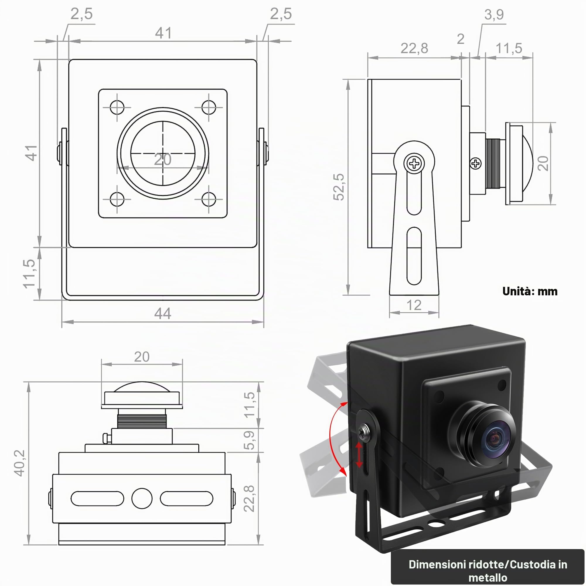 Svpro Fisheye - Telecamera USB da 5 MP, 30 fps, ultra grandangolare, a bassa luce, con sensore IMX335, per visione della macchina, sorveglianza di sicurezza, UVC Plug & Play per Windows/Mac/Linux