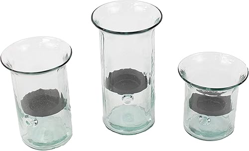 MY SWANKY HOME Recycled Glass Hurricane Votive Candle Holder Set - Thumbnail 2