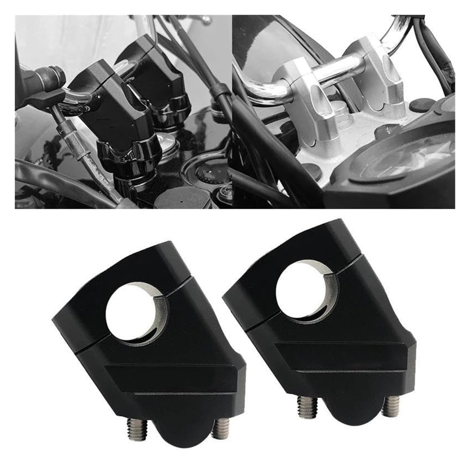 Riser Manubrio Kit De Elevador Manillar 28 Mm 1 1/8" - 22 7/8" para Motocicleta Abrazadera Universal Motocicleta Manillar(22mm Silver)