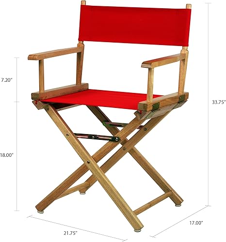Miniatura 3 de Casual Home Director's Chair ,Natural Frame/Red Canvas,18" - Classic Height
