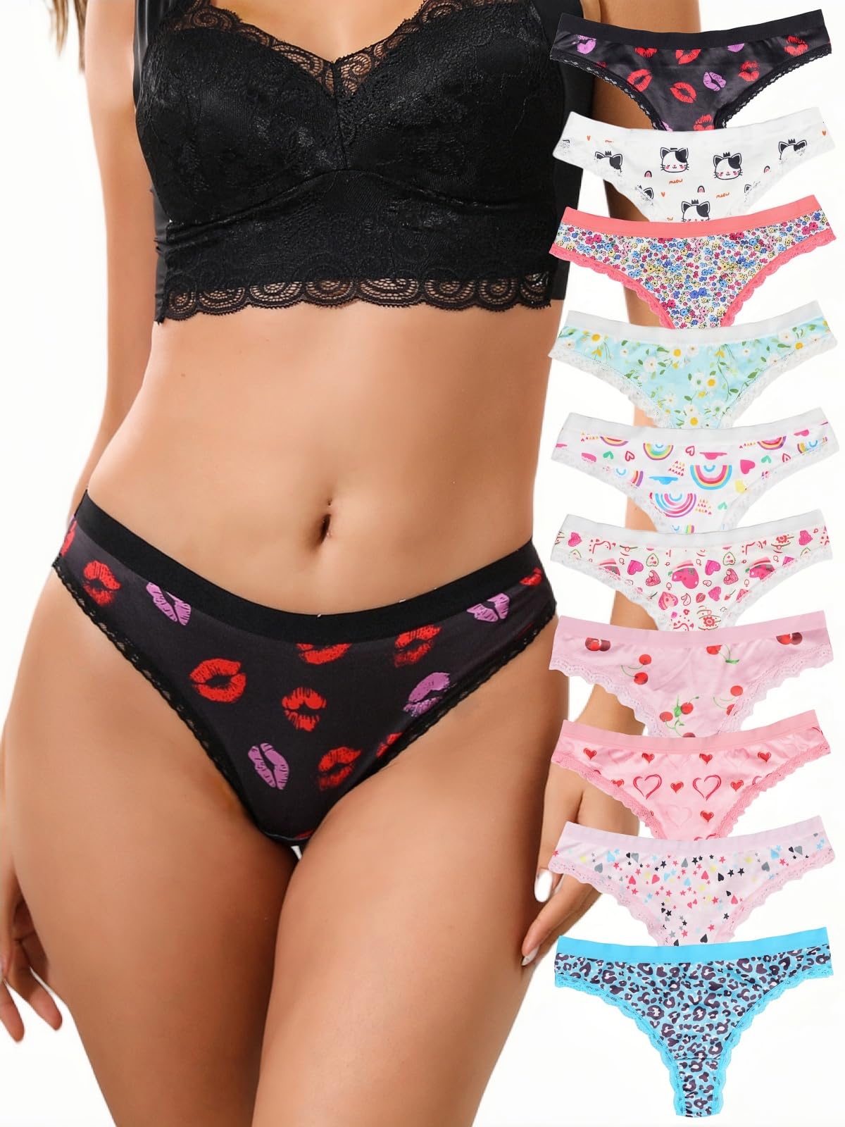 Morvia Seamless No Show Women Thongs Low Rise Underwear Tangas Panties Pack of 5 10