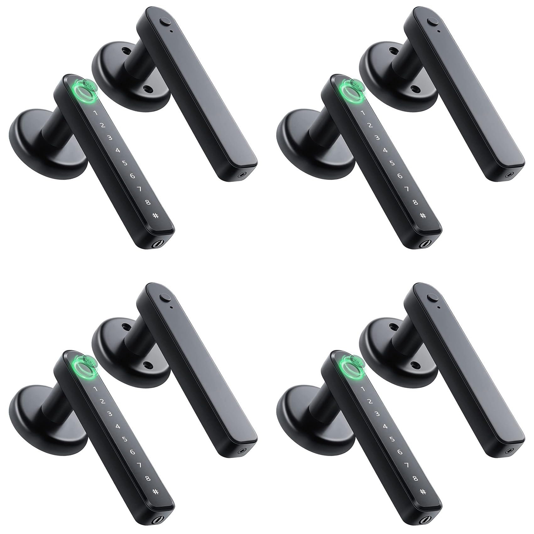 Jnchdghwa Black 4X Fingerprint Smart Door Lock Door Knob With Keypad Keyless Entry Door Lock With Handle For Home Hotel Apartment